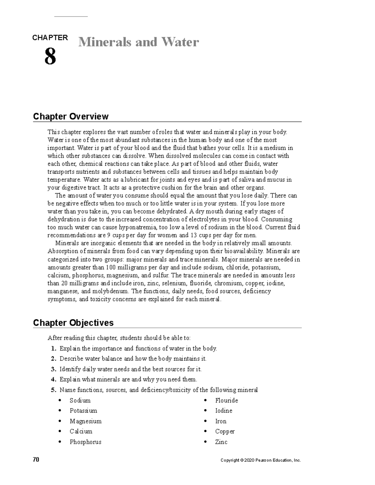 Chapter Eight Notes1 Minerals and water Minerals and Water Chapter