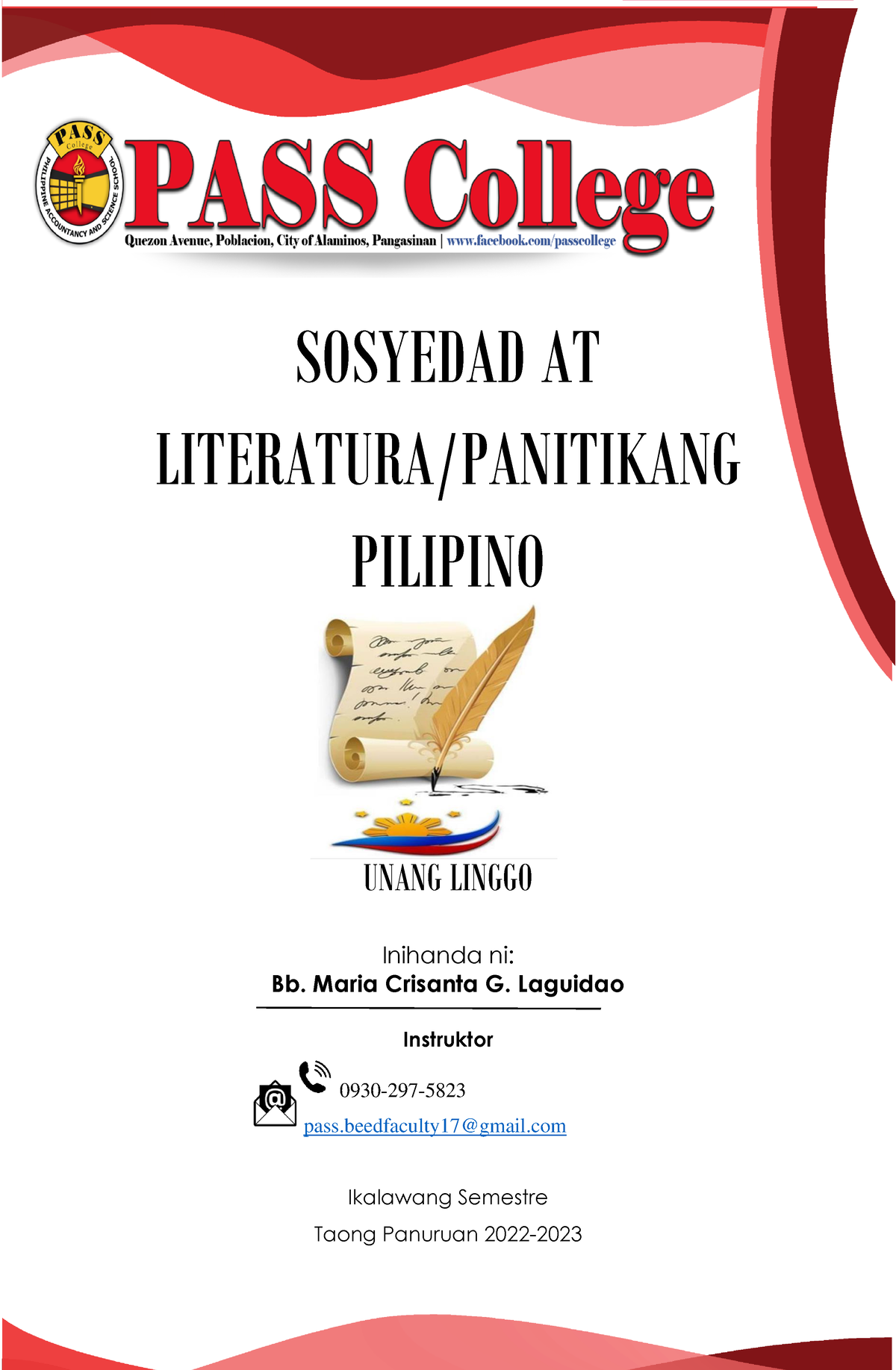 Week 1- Soslit - MODULE 1 - SOSYEDAD AT LITERATURA/PANITIKANG PILIPINO ...