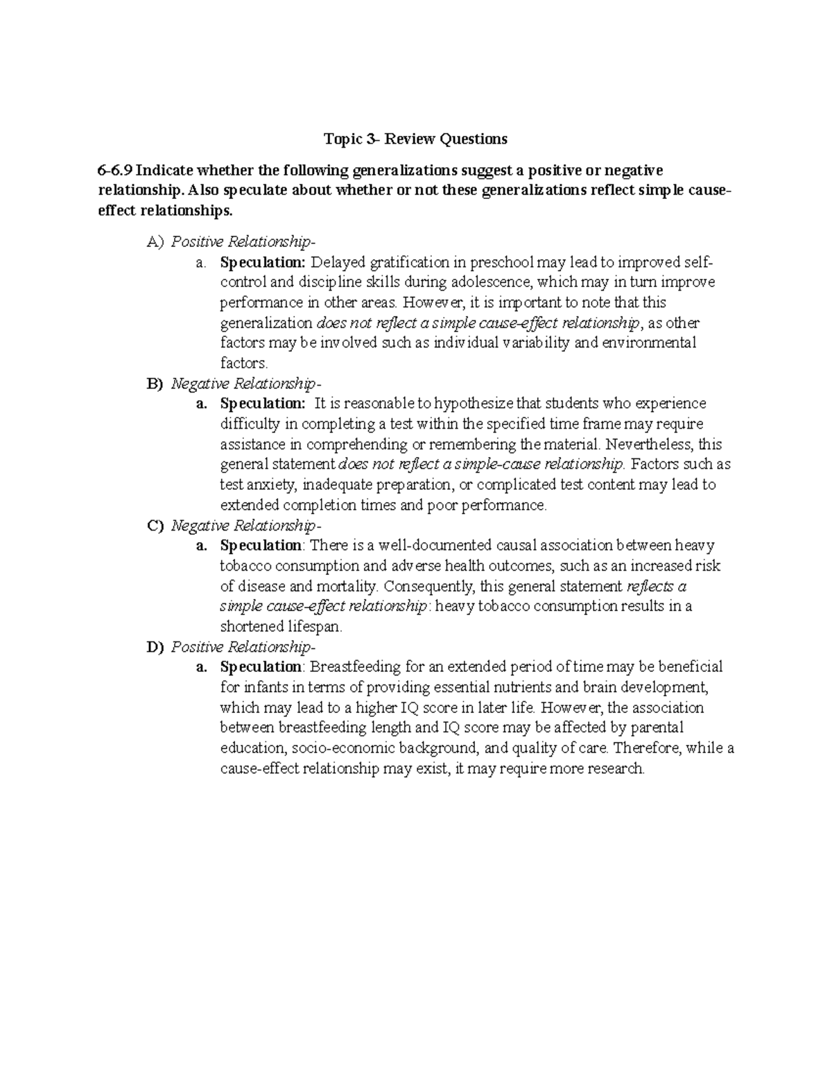 Topic 3 Review Questions Also speculate about whether or not these