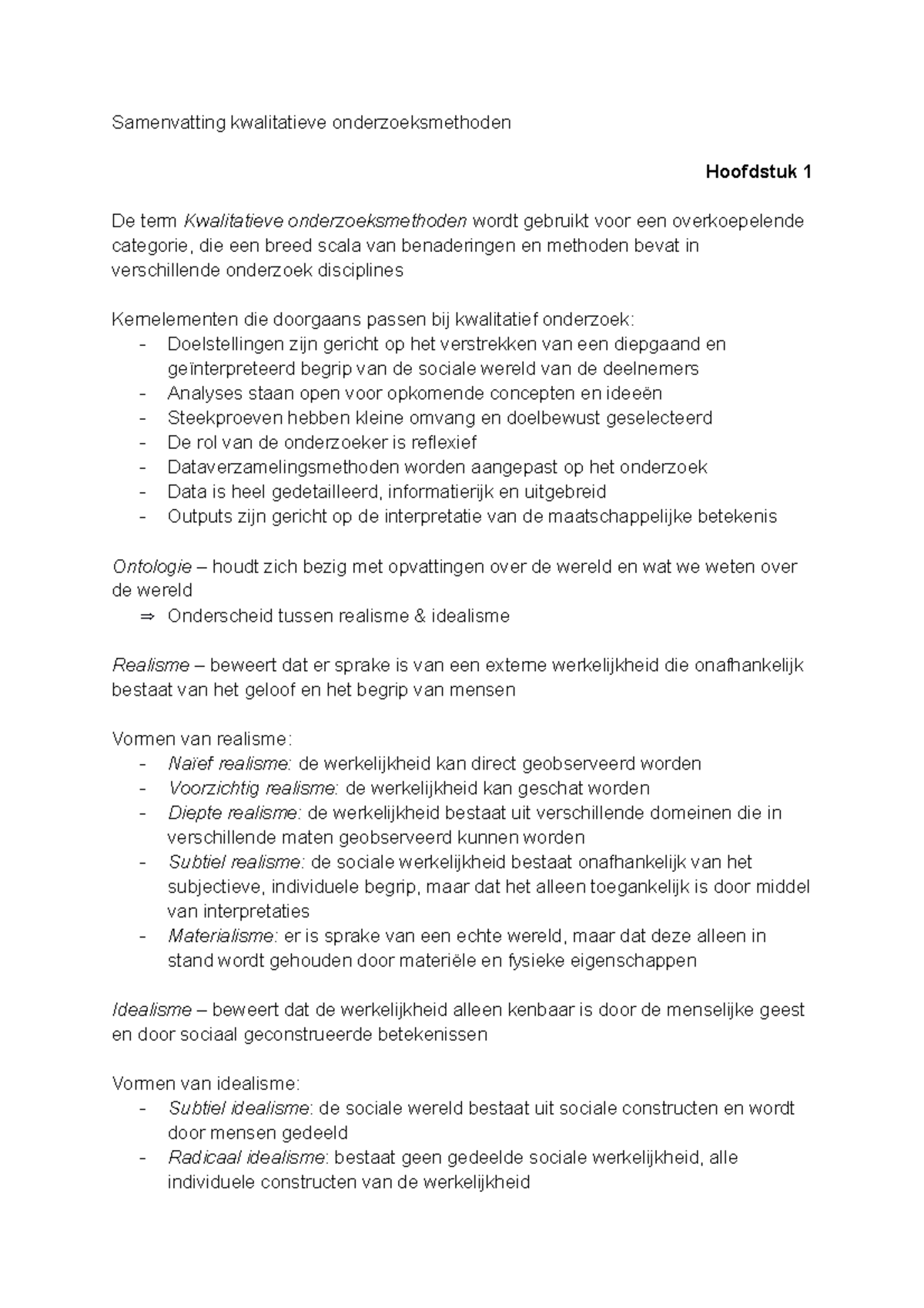 Samenvatting Kwalitatieve Onderzoeksmethoden - Samenvatting ...