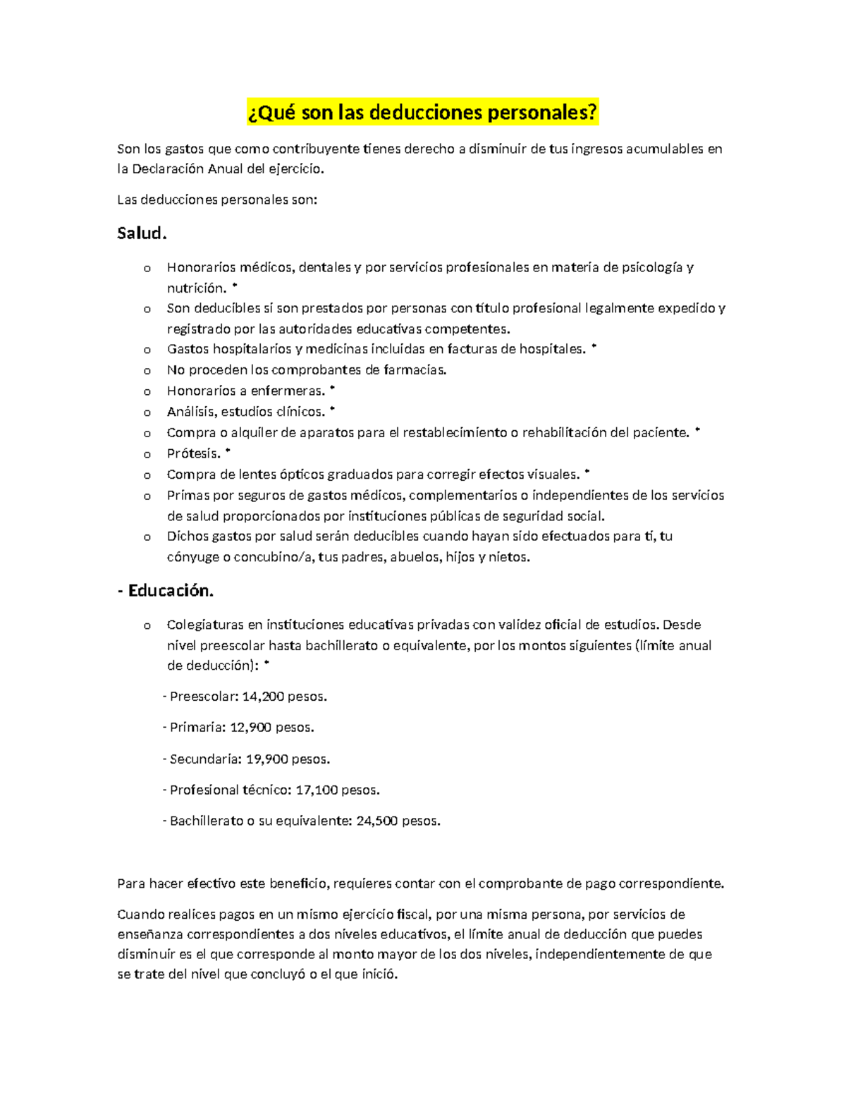 Deducciones Personales - ¿Qué son las deducciones personales? Son los ...
