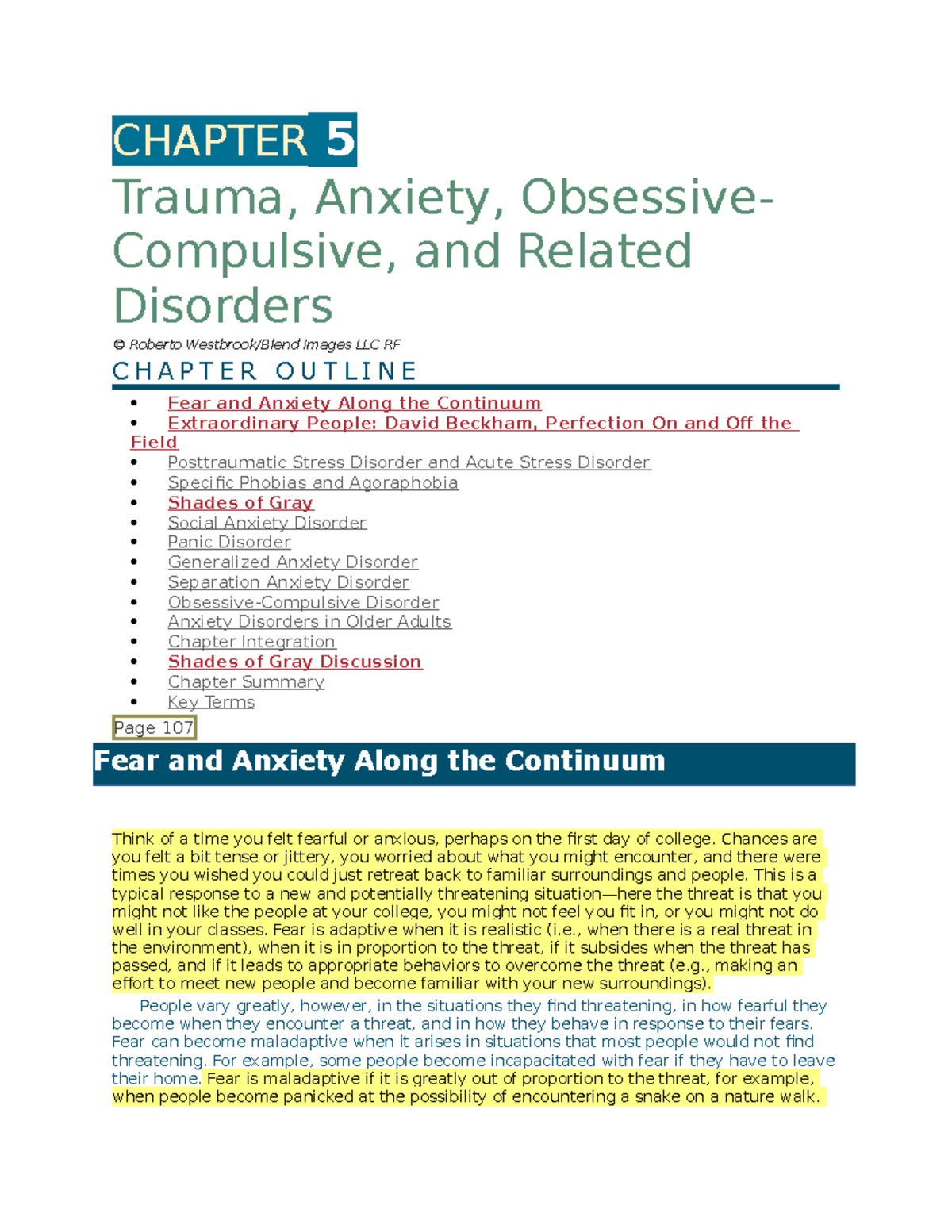 Chapter 5 - Chapter 5 - CHAPTER 5 Trauma, Anxiety, Obsessive ...