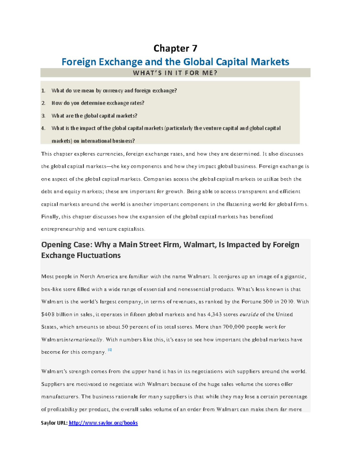 Chapter 7 - foreign exchange and the global capital markets - Chapter 7 ...