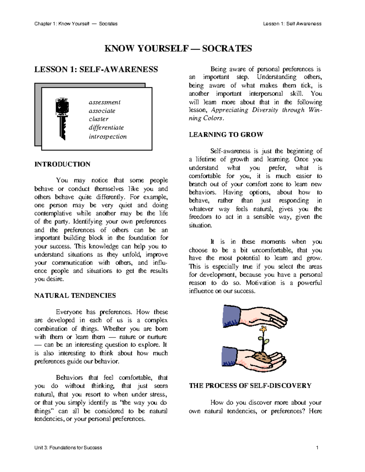 Week 001 Self Awareness - KNOW YOURSELF — SOCRATES LESSON 1: SELF ...