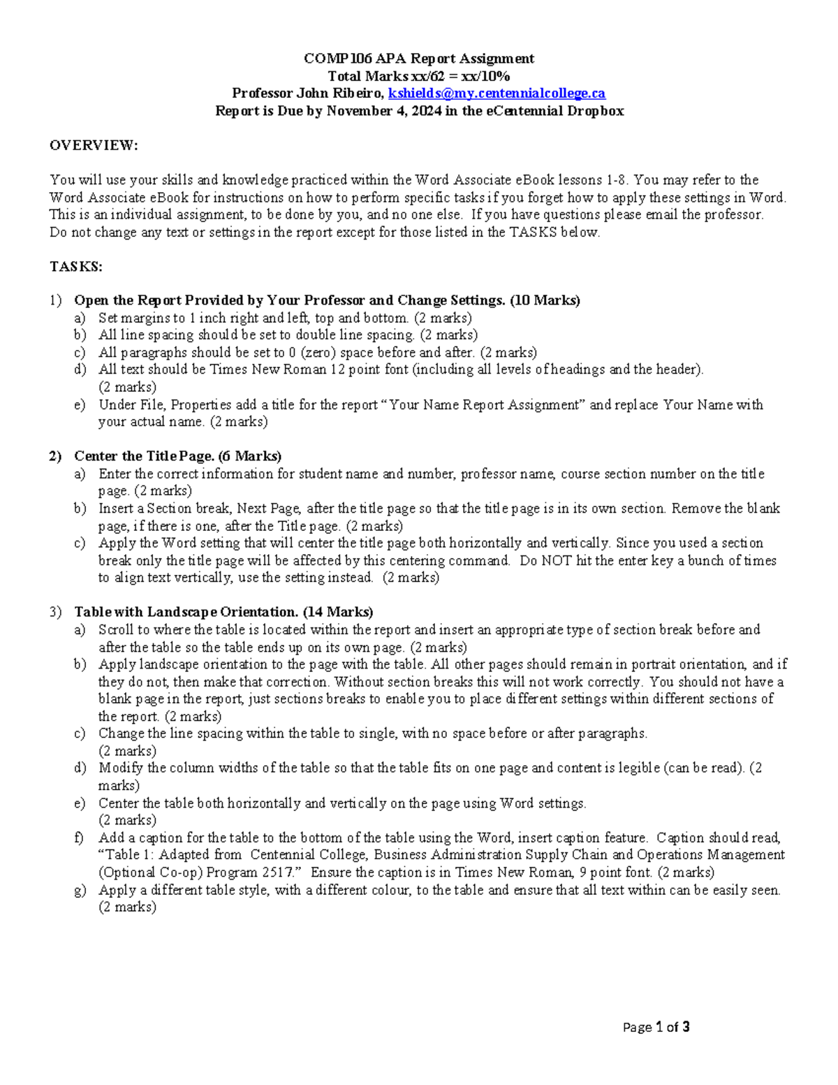 COMP106 Word APA Report Assignment Instructions M21 - COMP106 APA ...