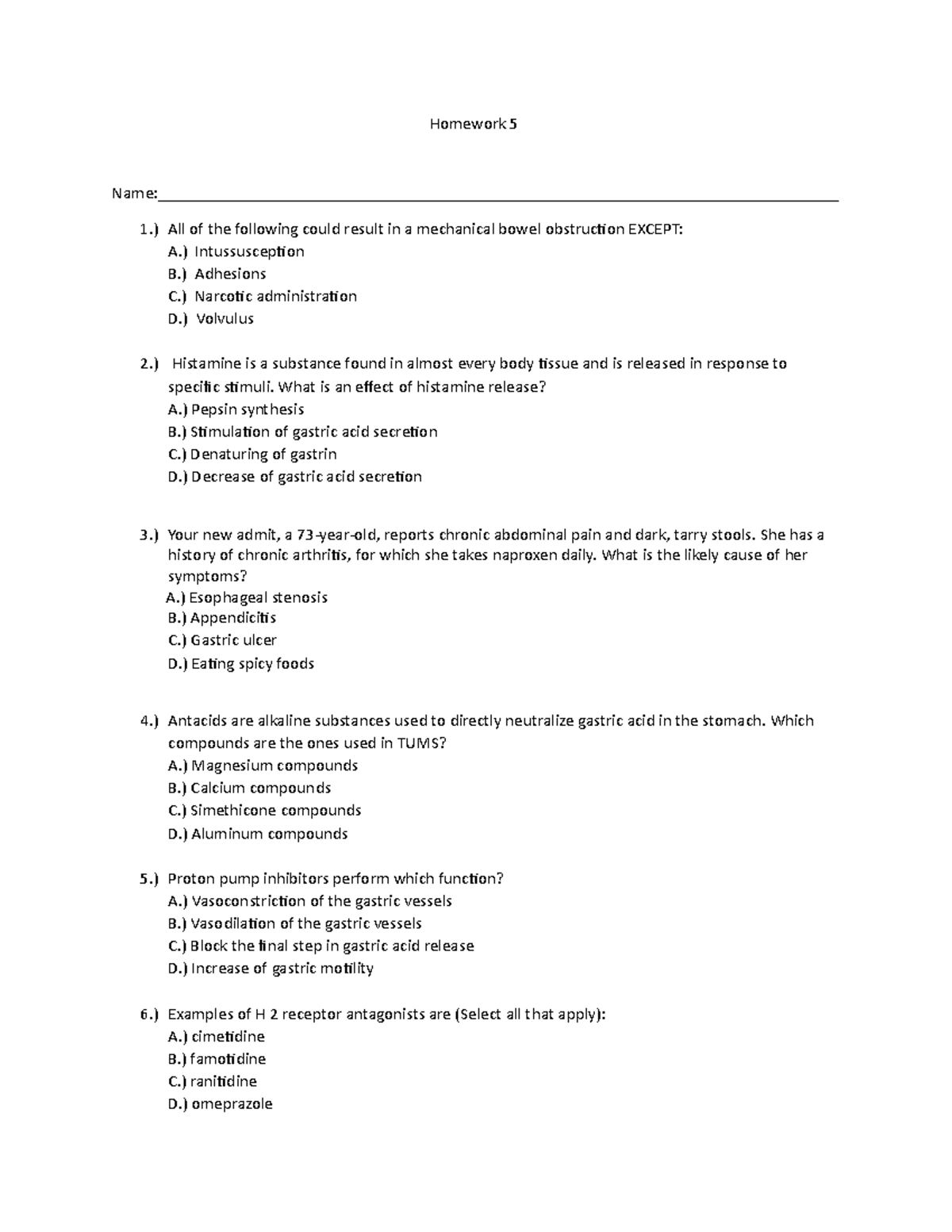 Homework+5 - 10 multiple chice questions - Homework 5 - Studocu