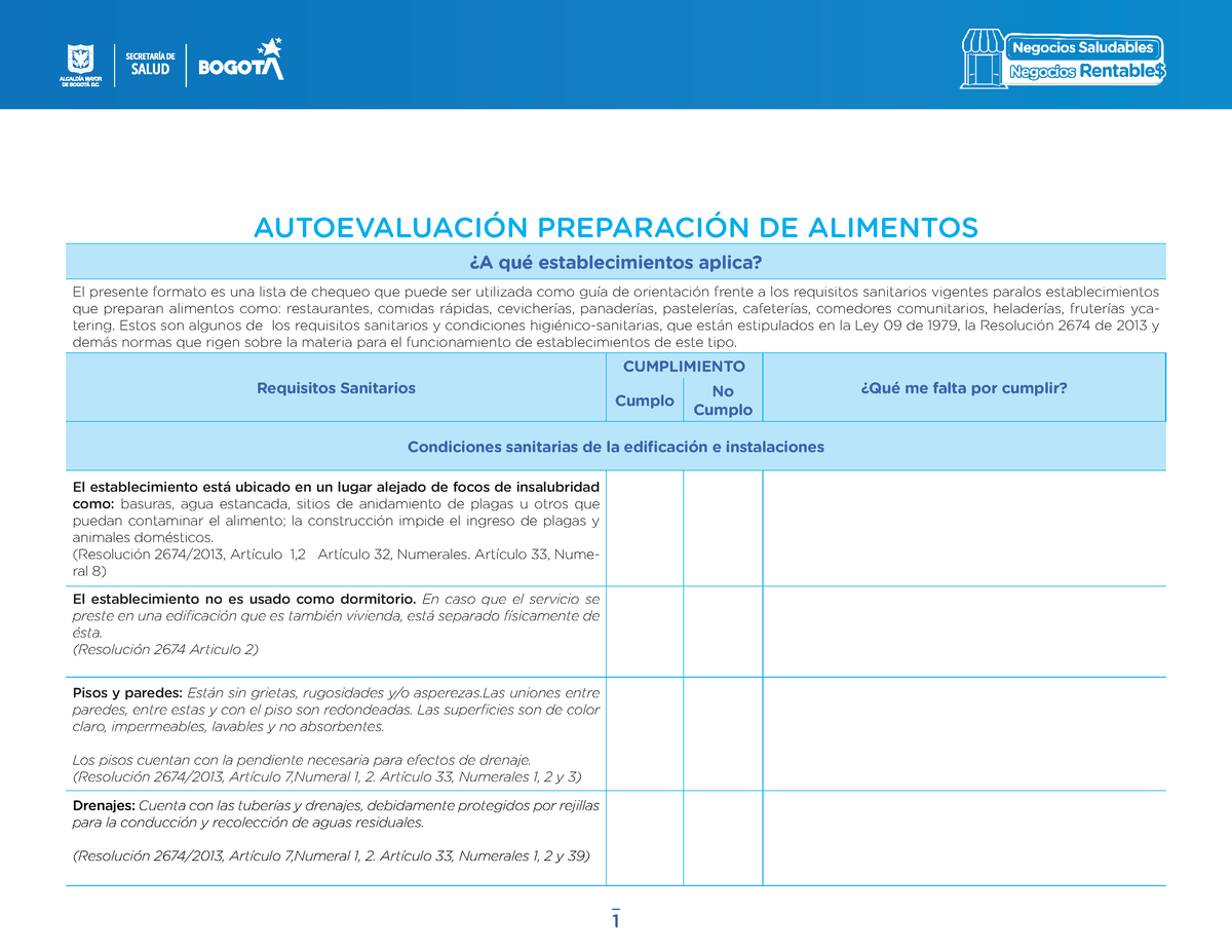 Autoevaluaci¢n Preparaci¢n De Alimentos - AUTOEVALUACIÓN PREPARACIÓN DE ...