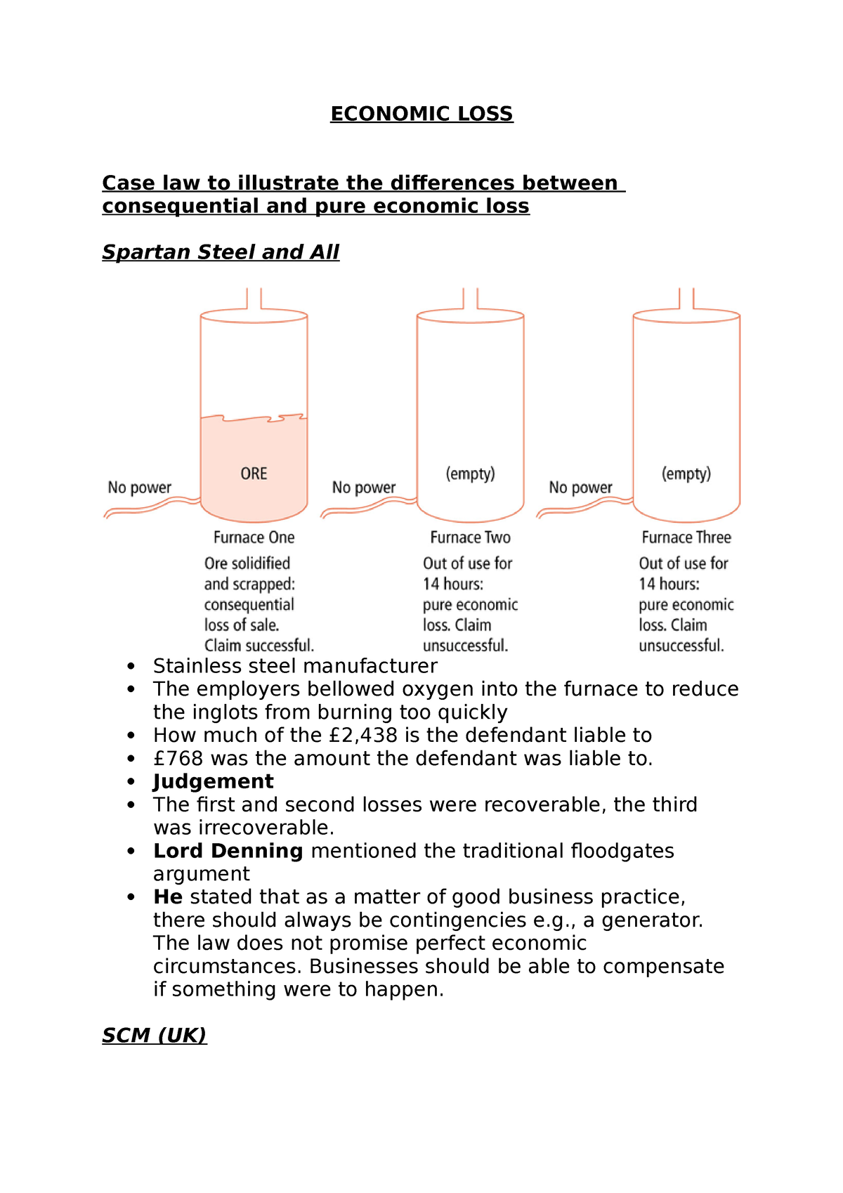 case study on economic loss