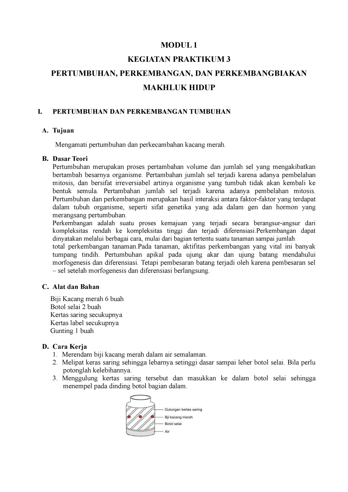 Laporan Praktikum IPA KEL. 2 - MODUL 1 KEGIATAN PRAKTIKUM 3 PERTUMBUHAN