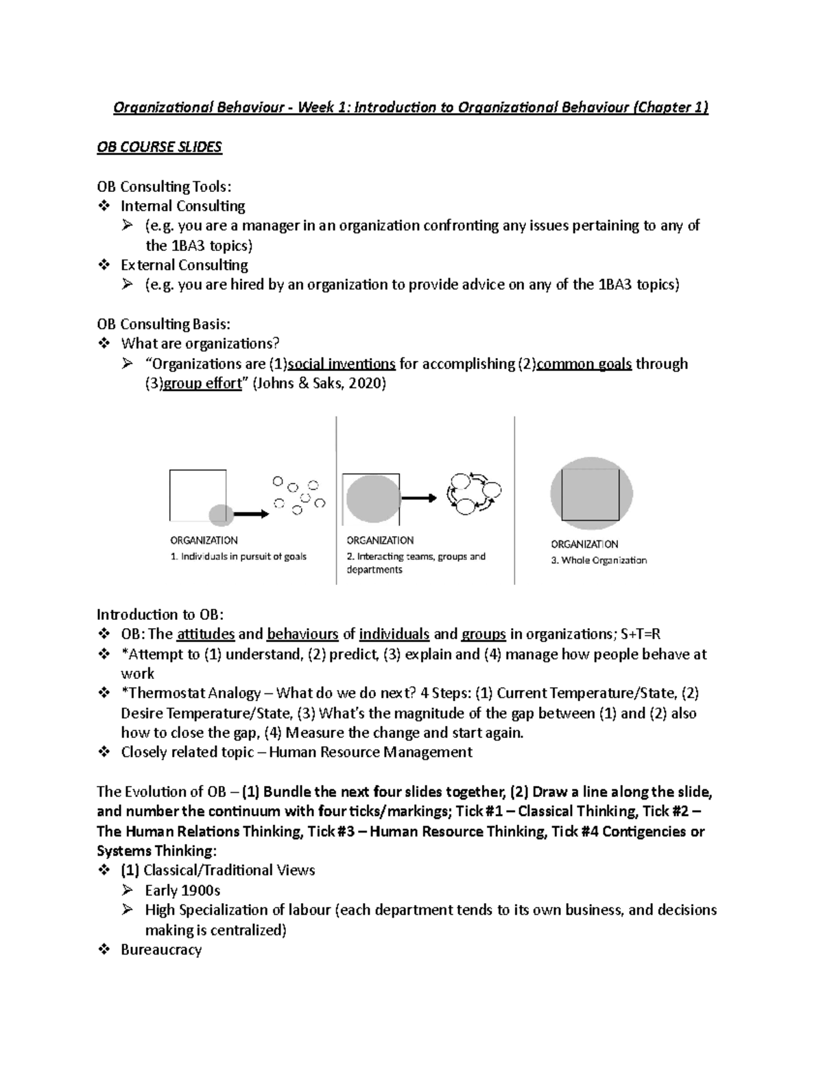 2022-09-06 O.B. Introduction Week 1 - Organizational Behaviour - Week 1 ...