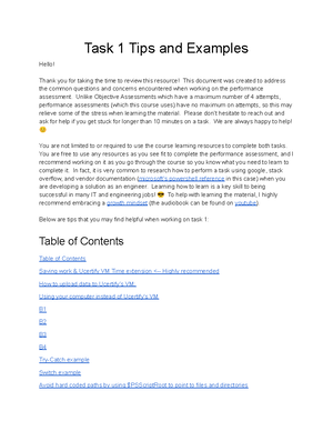 Task 2 Tips and Examples - Task 2 Tips and Examples Hello! Thank you ...