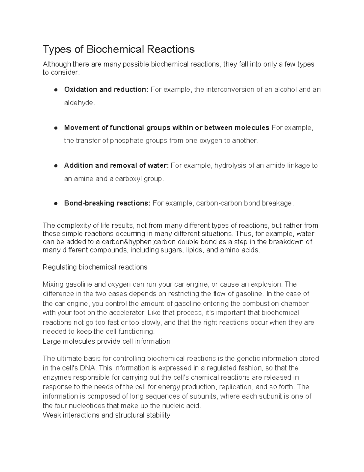 8Types of Biochemical Reactions Types of Biochemical Reactions