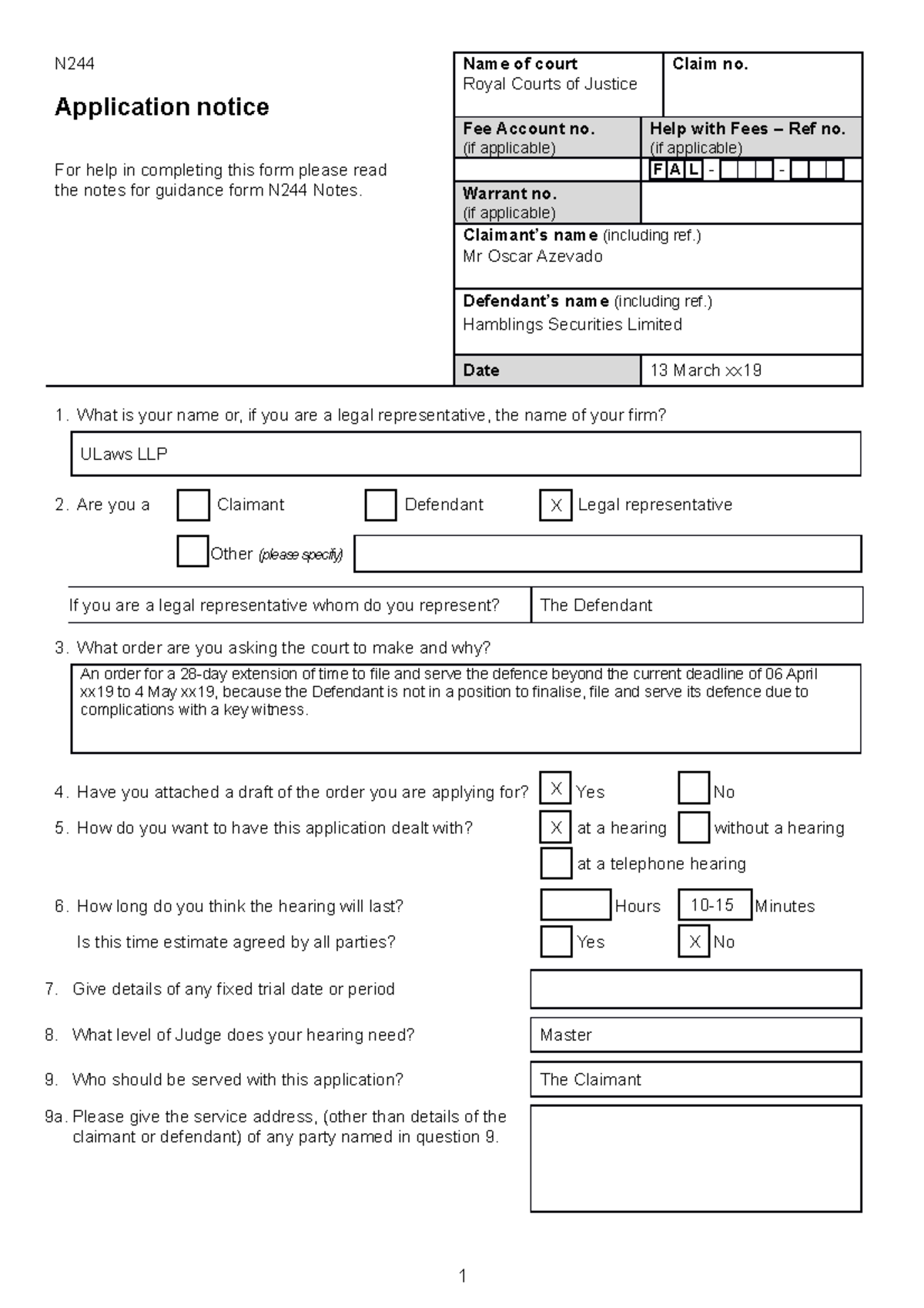 Blank Application Notice - Copy - N Application Notice For Help In ...