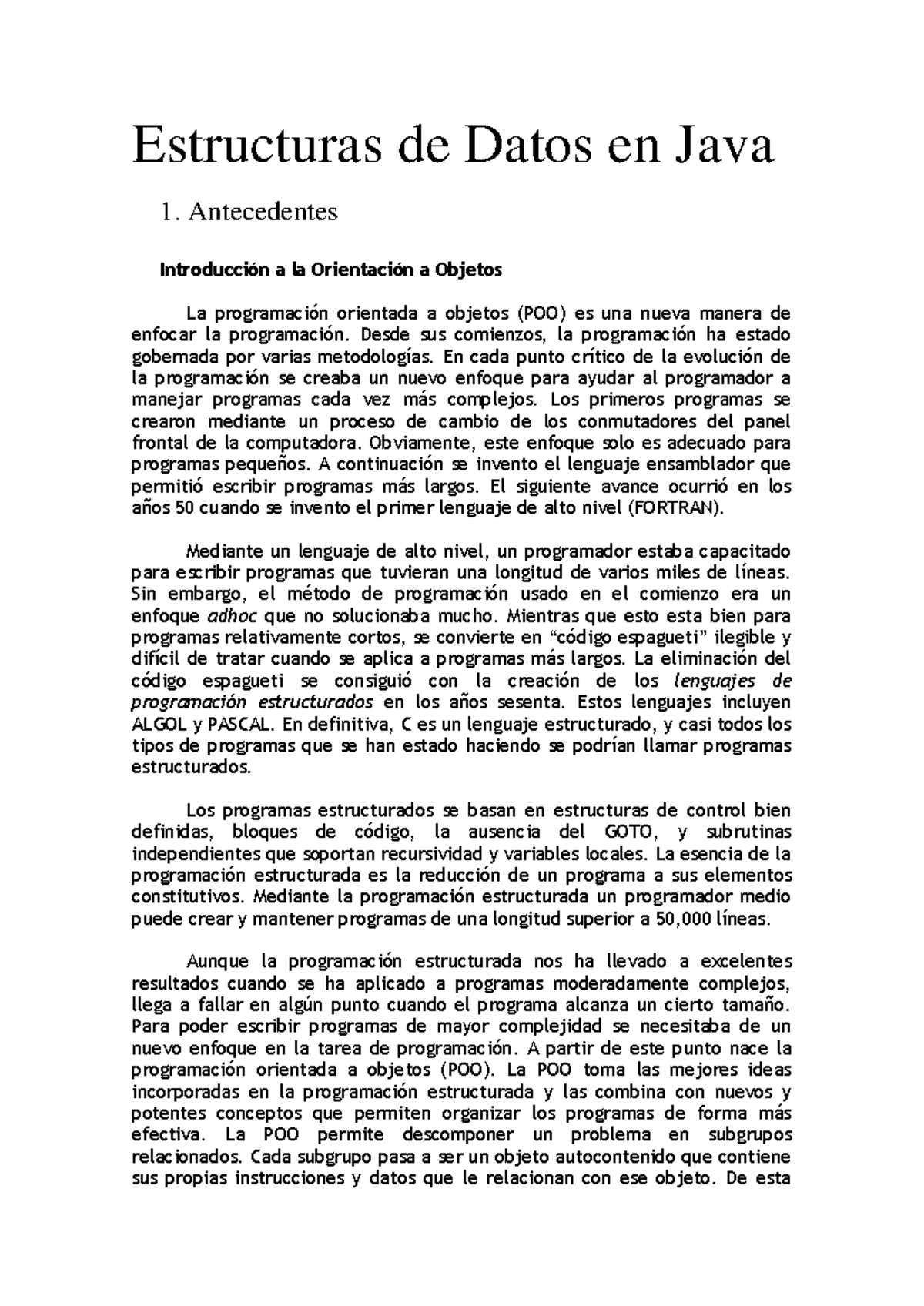 ED Java - apuntes - Estructuras de Datos en Java 1. Antecedentes ...