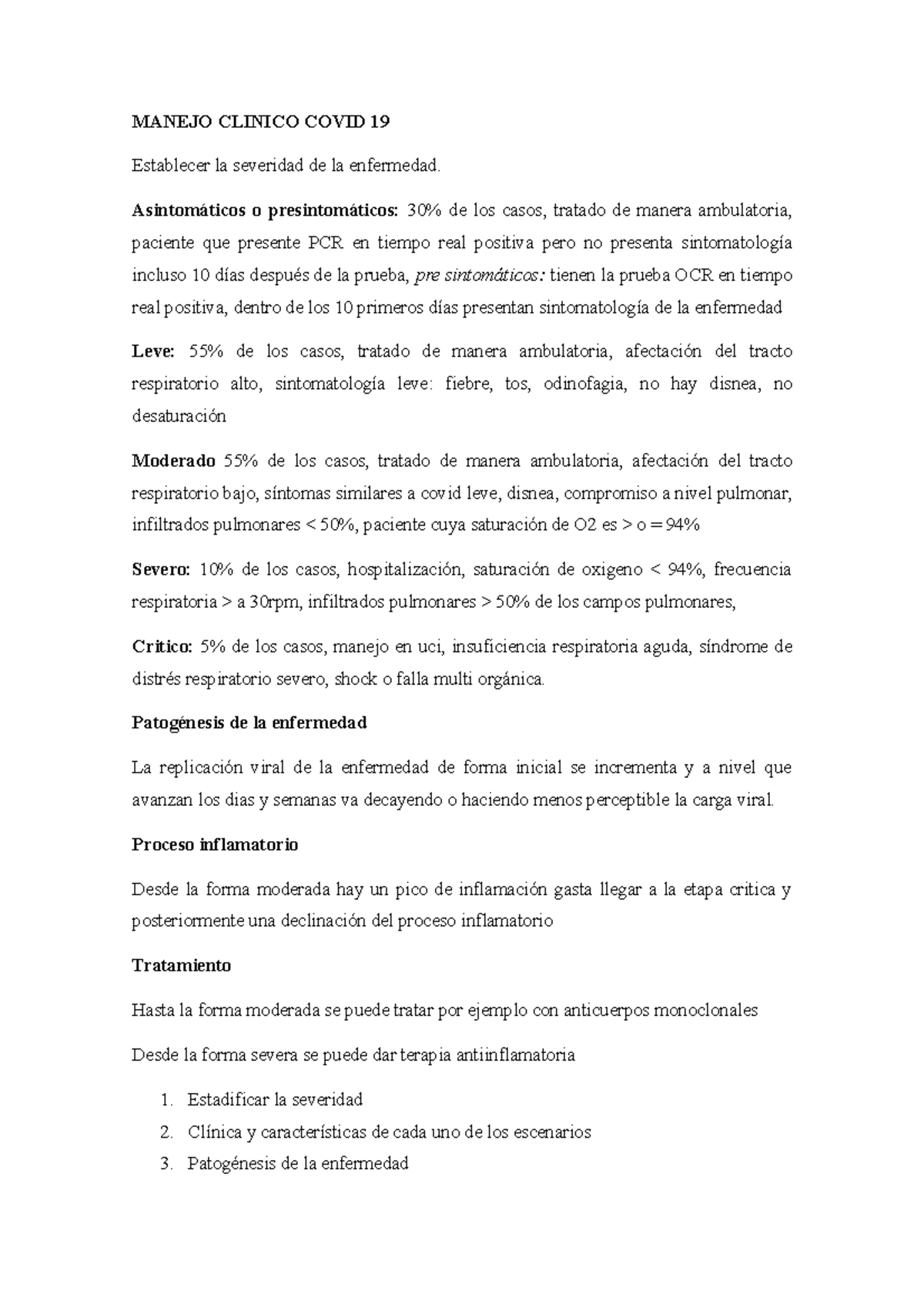 Manejo Clinico Covid 19 - MANEJO CLINICO COVID 19 Establecer la ...
