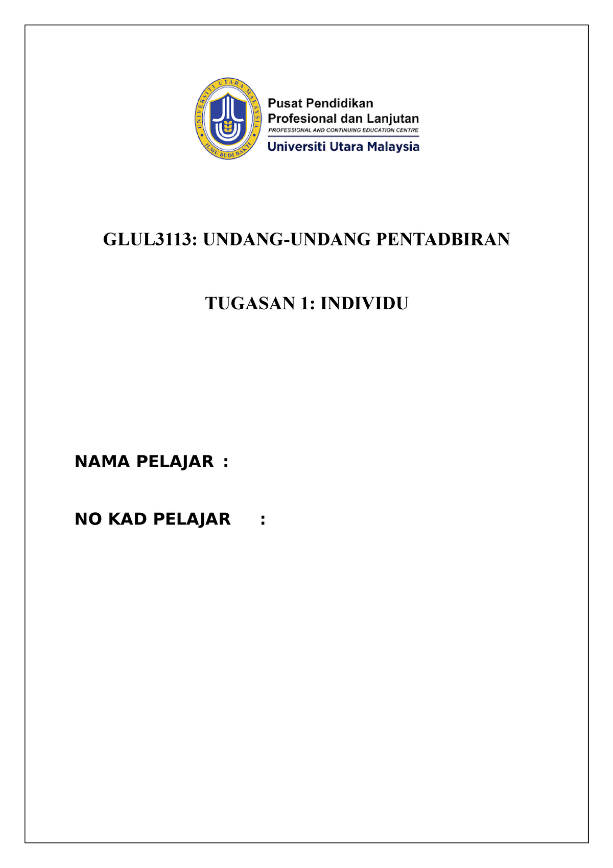 Assignment Individual Glul303 Undang Undang Pentadbiran Business Studocu