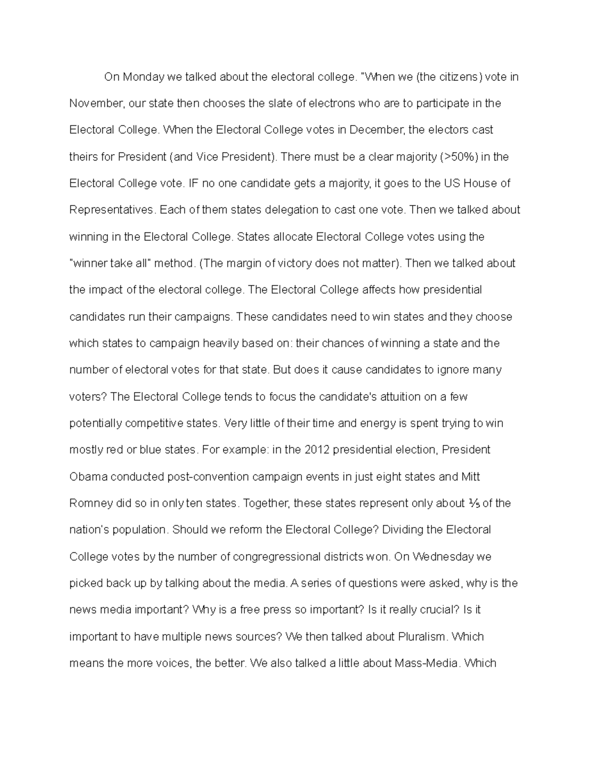 Week 12 Jornal Entry - Daniel Reed. - On Monday we talked about the ...