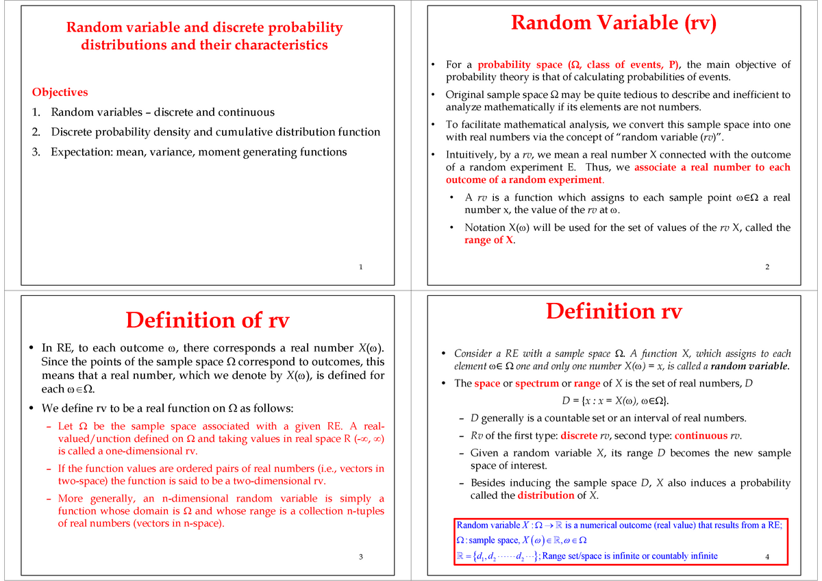 L4 Random Variable And Discrete Probability Distribution Studocu