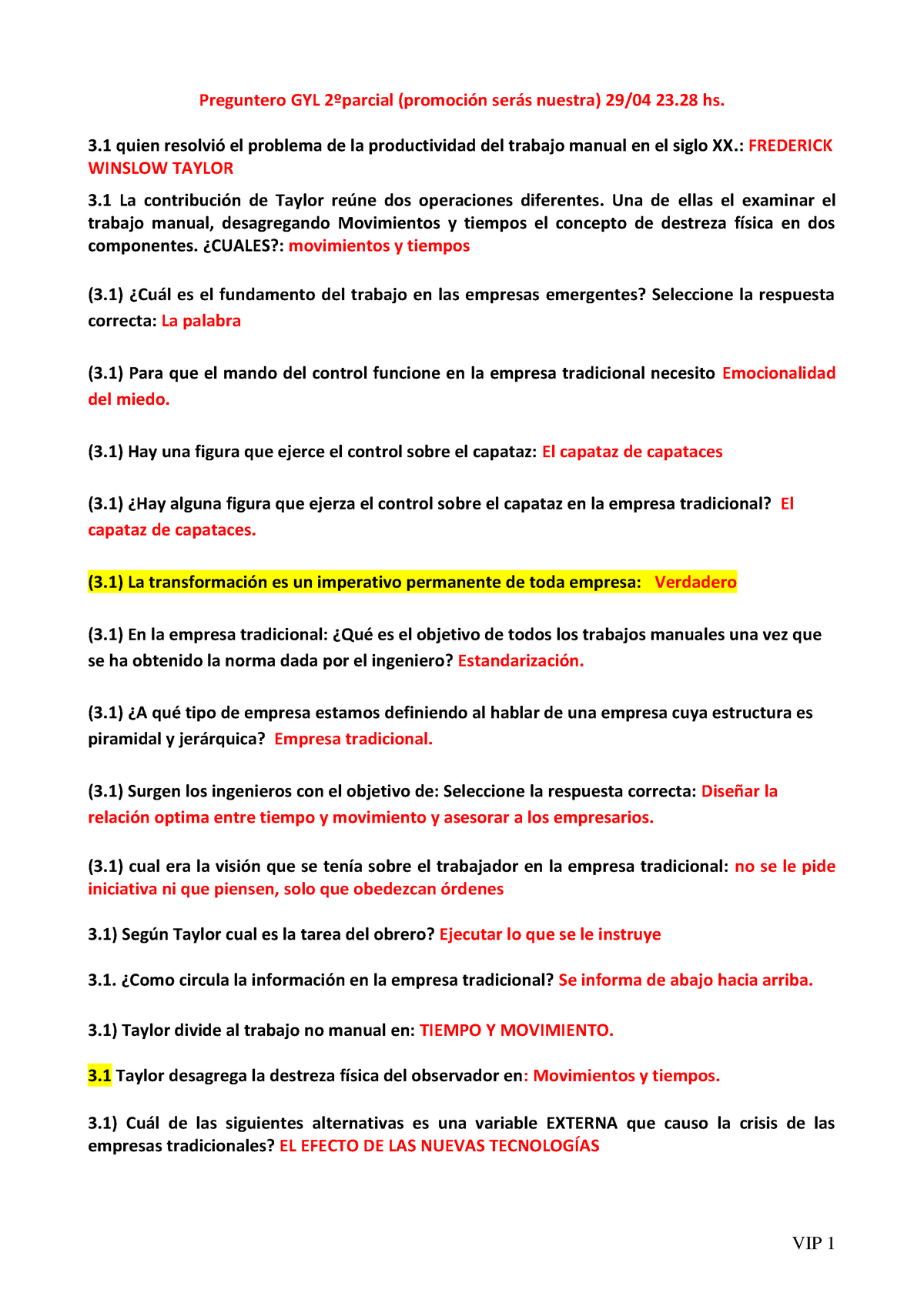 Examen 29 Abril 2019, preguntas y respuestas - Preguntero GYL 2ºparcial ...