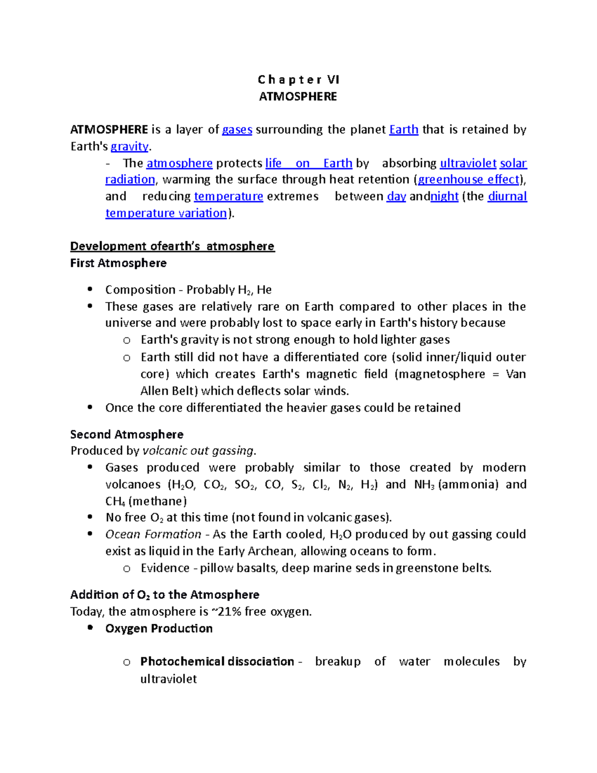 C h a p t e r VI - Science - C h a p t e r VI ATMOSPHERE ATMOSPHERE is ...
