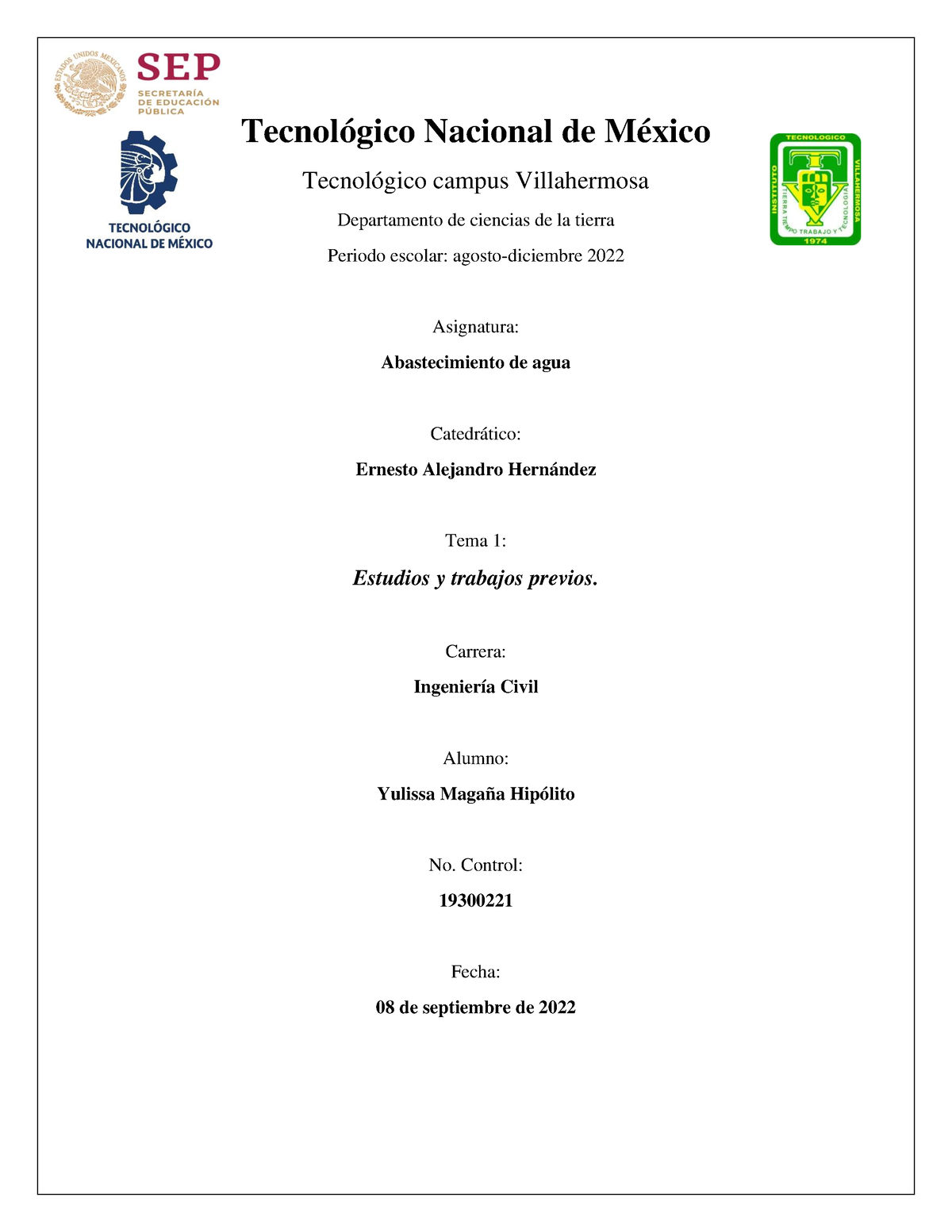 Tema 1. Estudios y trabajos previos - Tecnológico Nacional de México ...