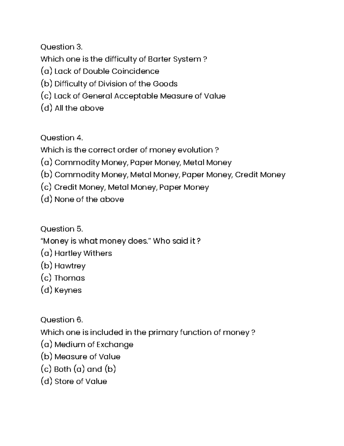 Money banking and financial pdf 2 Question 3. Which one is the