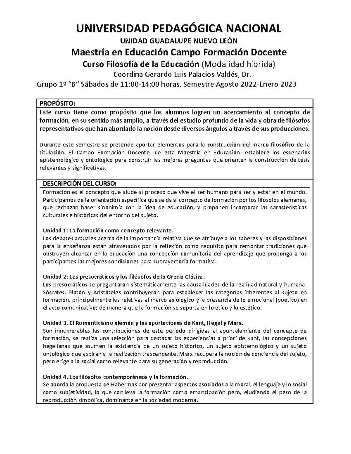 Programa GLPV 2022 Filosofia de la Educacion UPN UNIVERSIDAD PEDAG