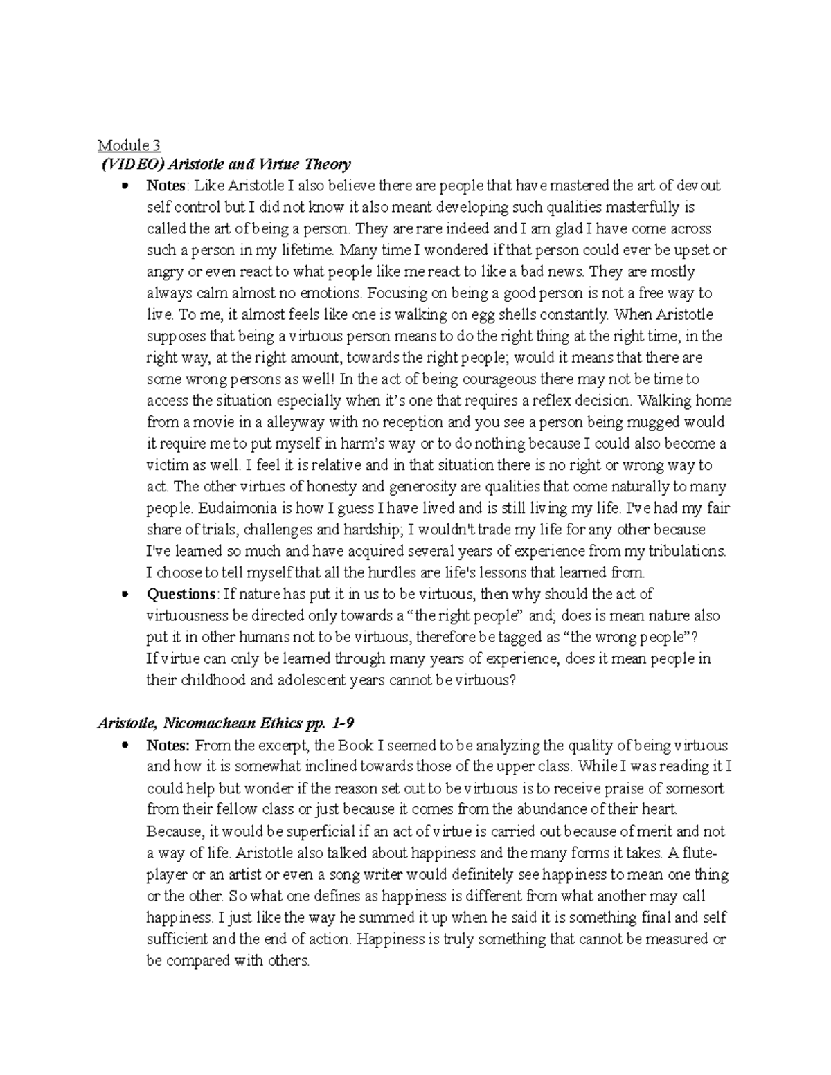 Philosophy Journal 3 - The Revised Memory Theory by Locke applies ...