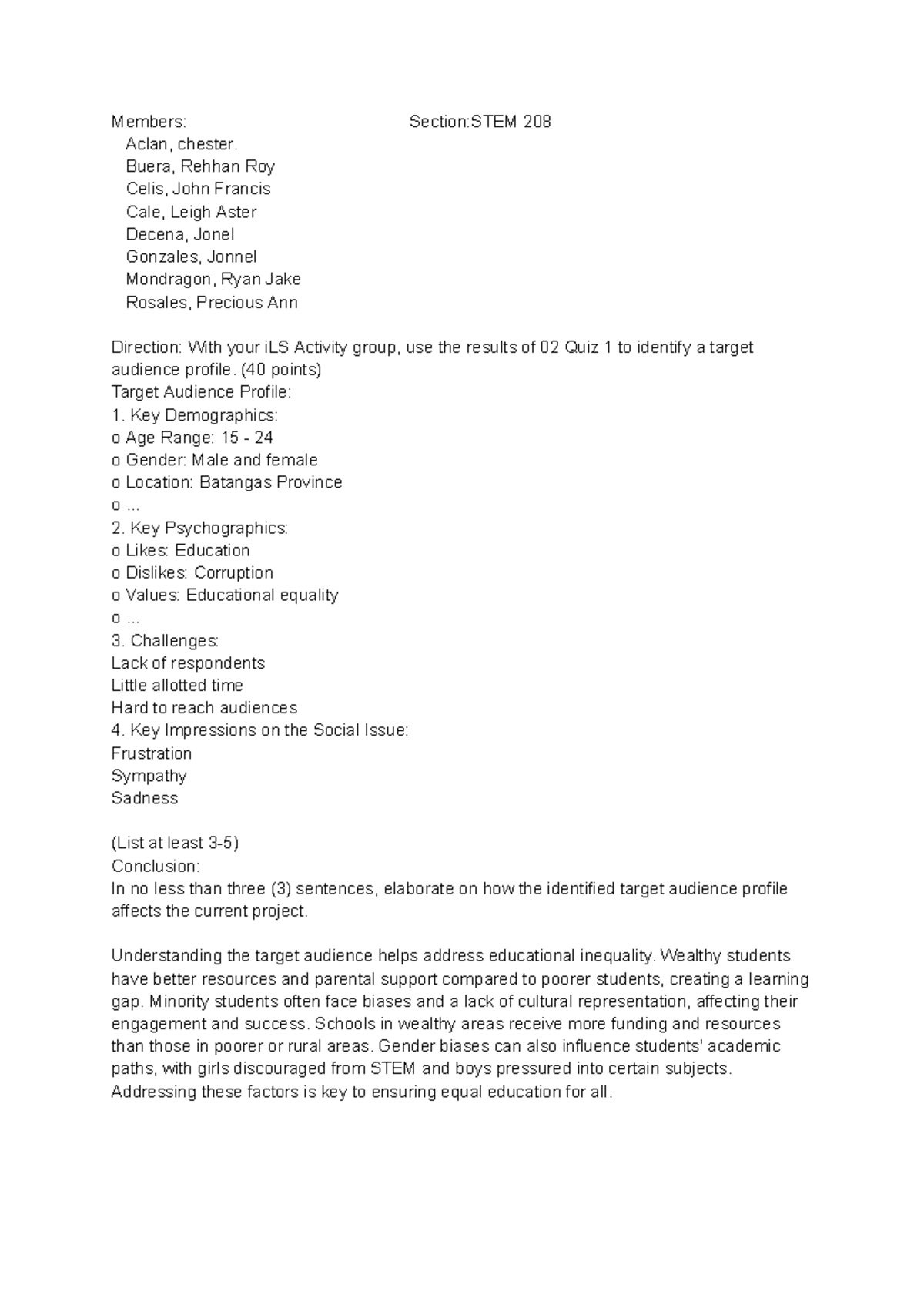 Emtech group 1 - example - Members: Section:STEM 208 Aclan, chester ...