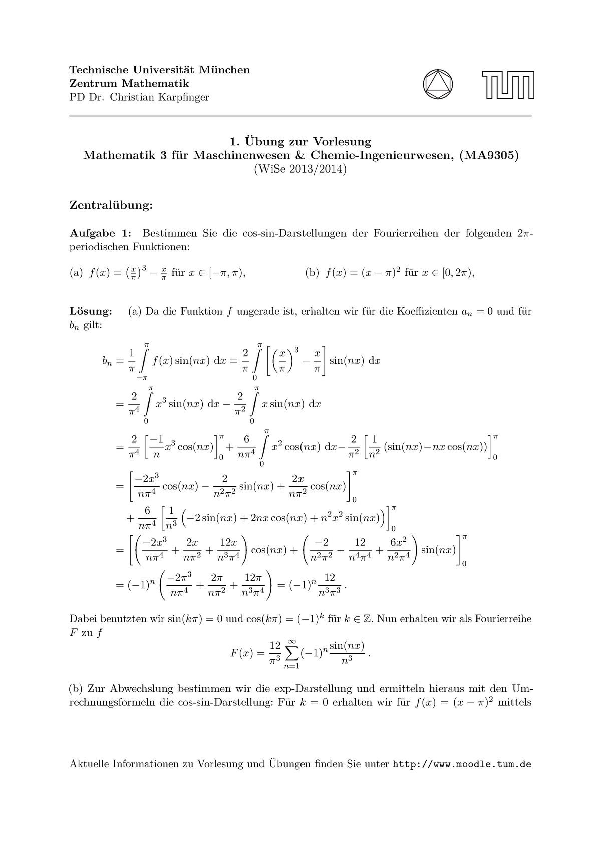 Blatt Bung L Sung Technische Universit T M Nchen Zentrum