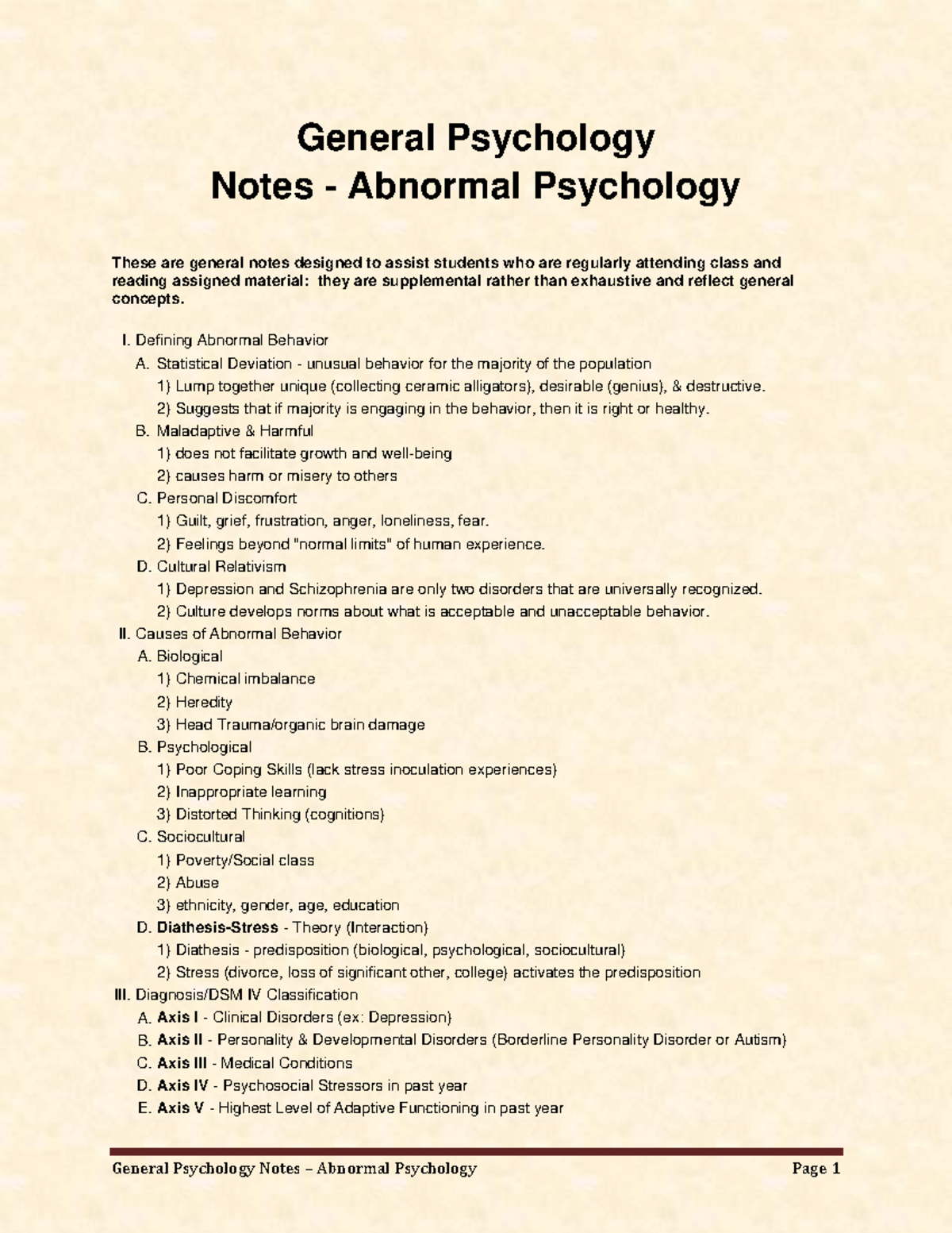 Psy10 AB PSYCHOLOGY General Psychology Notes Abnormal Psychology