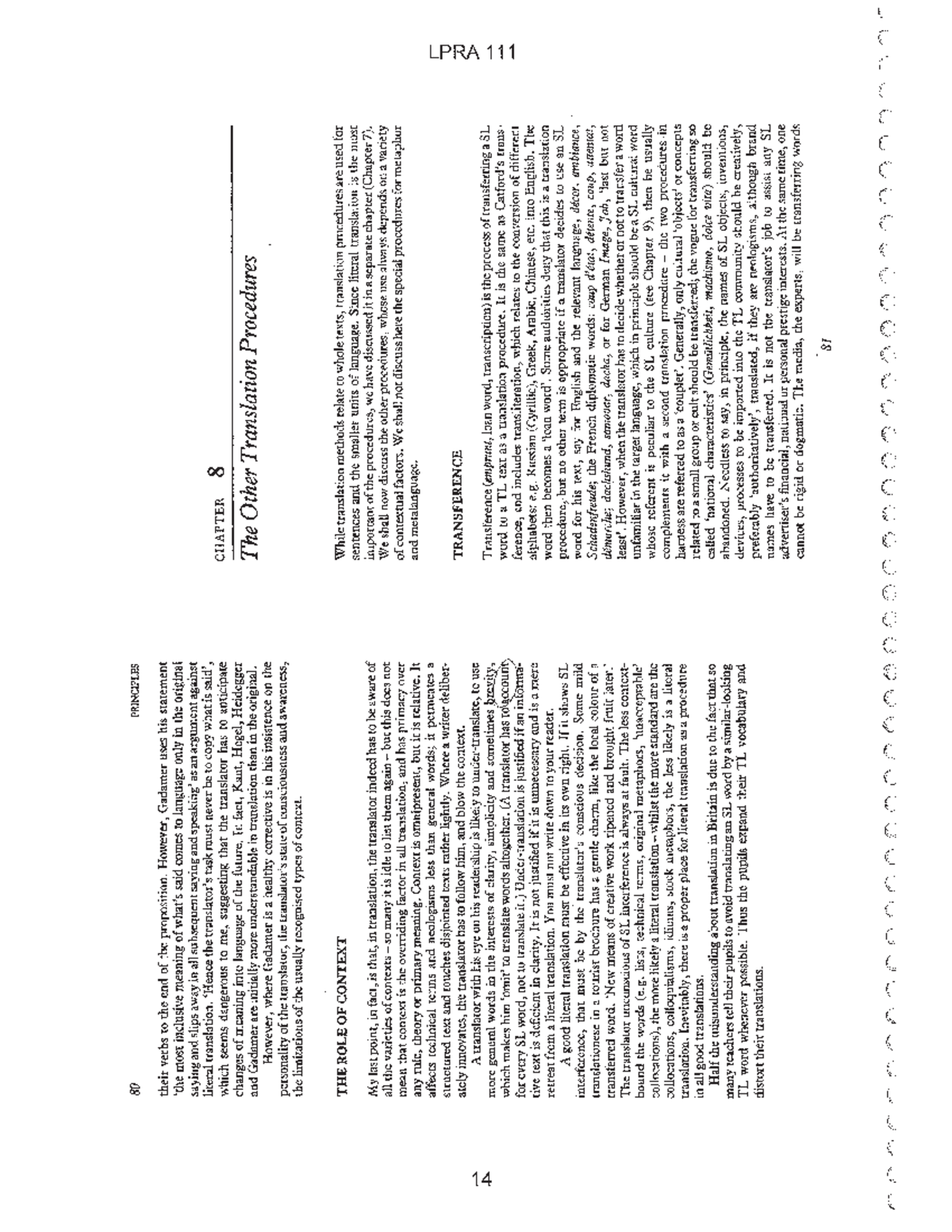 Newmark+Chapter+8 - Newmark theory notes - 80 PRINCIPLES their verbs to ...