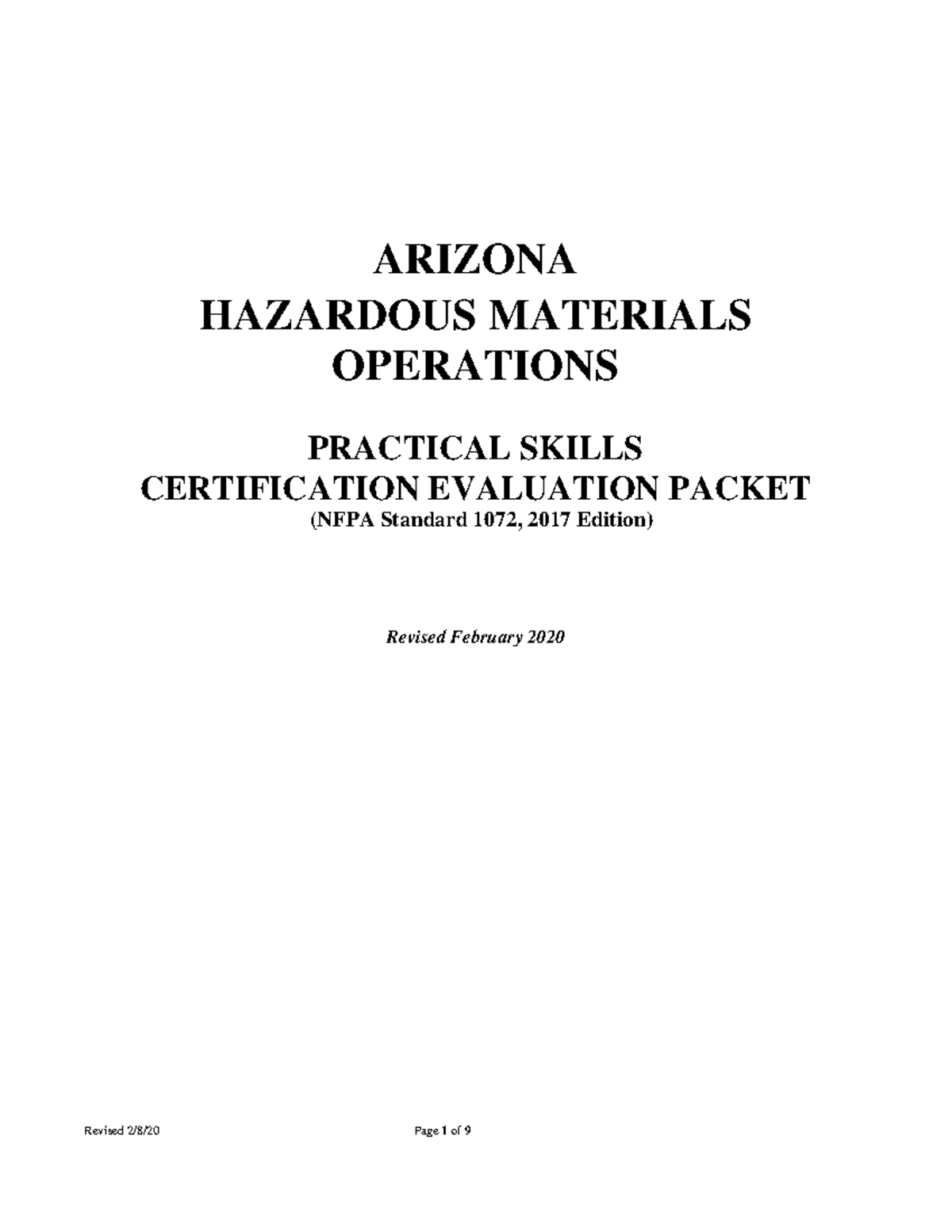 HAZ MAT FRO Skills Hazmat Operations oral test ARIZONA HAZARDOUS