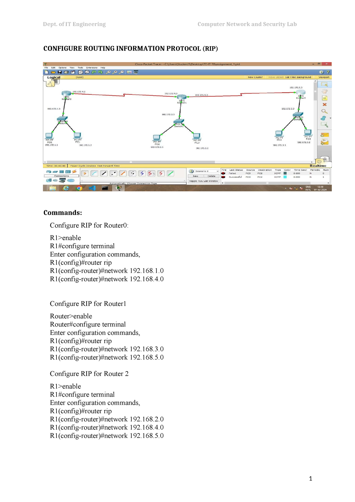 CNS-Pract - PRACTICAL SAMPLE - CONFIGURE ROUTING INFORMATION PROTOCOL ...