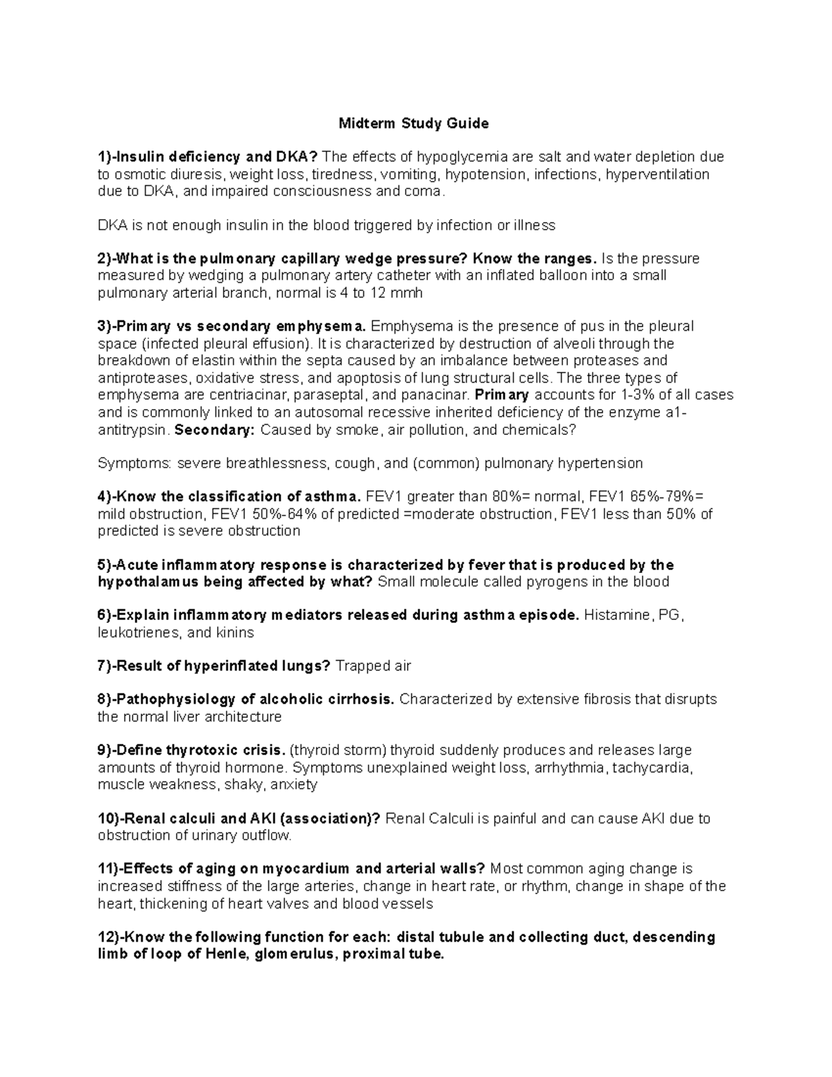Study Guide - Midterm Study Guide 1)-Insulin deficiency and DKA? The ...