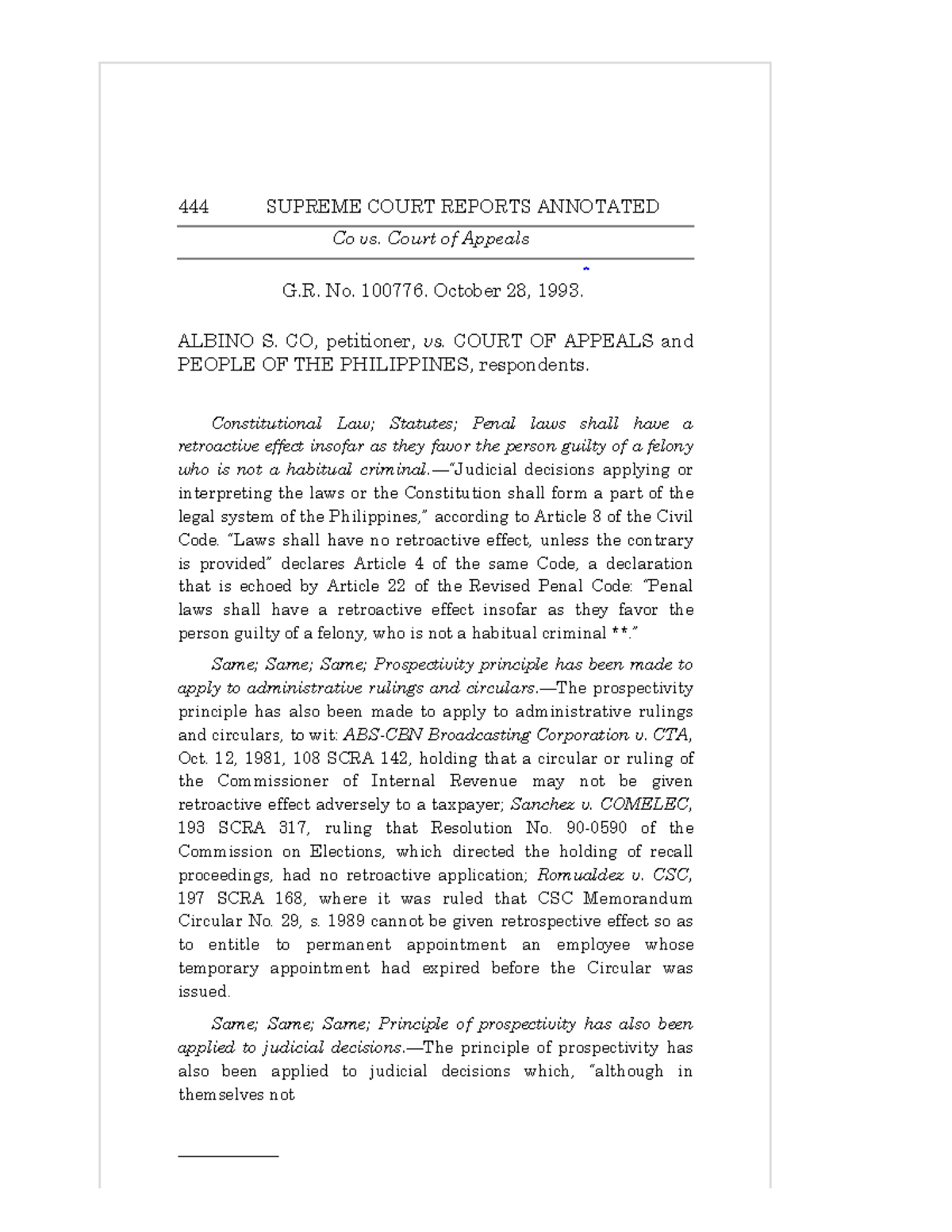 Nov18 Co vs. Court of Appeals - 444 SUPREME COURT REPORTS ANNOTATED Co ...