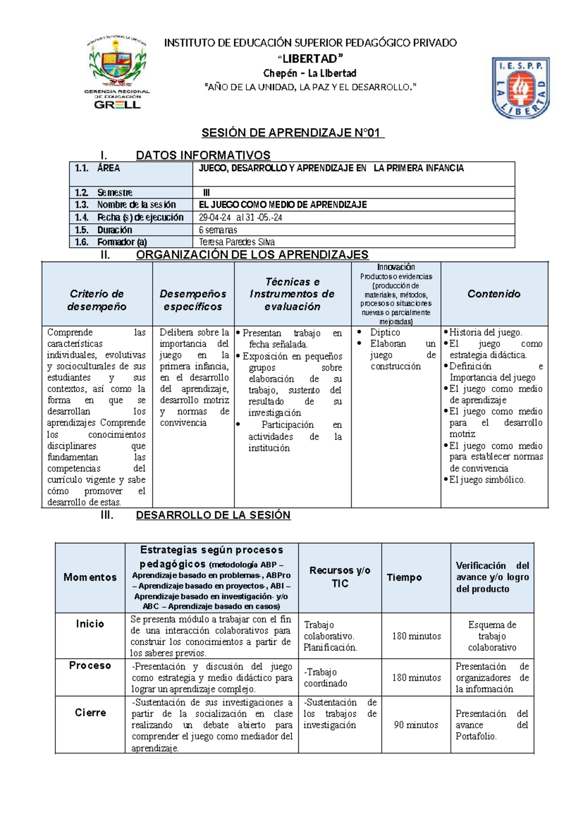 Sesiones Juego, Desarrollo Y Aprendizaje EN LA Primera Infancia ...