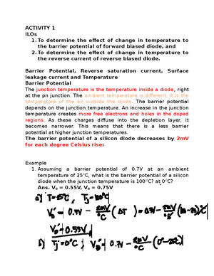 Activity 2 annotations 2 - Activity 2. Power Dissipation, Ideal Diode ...