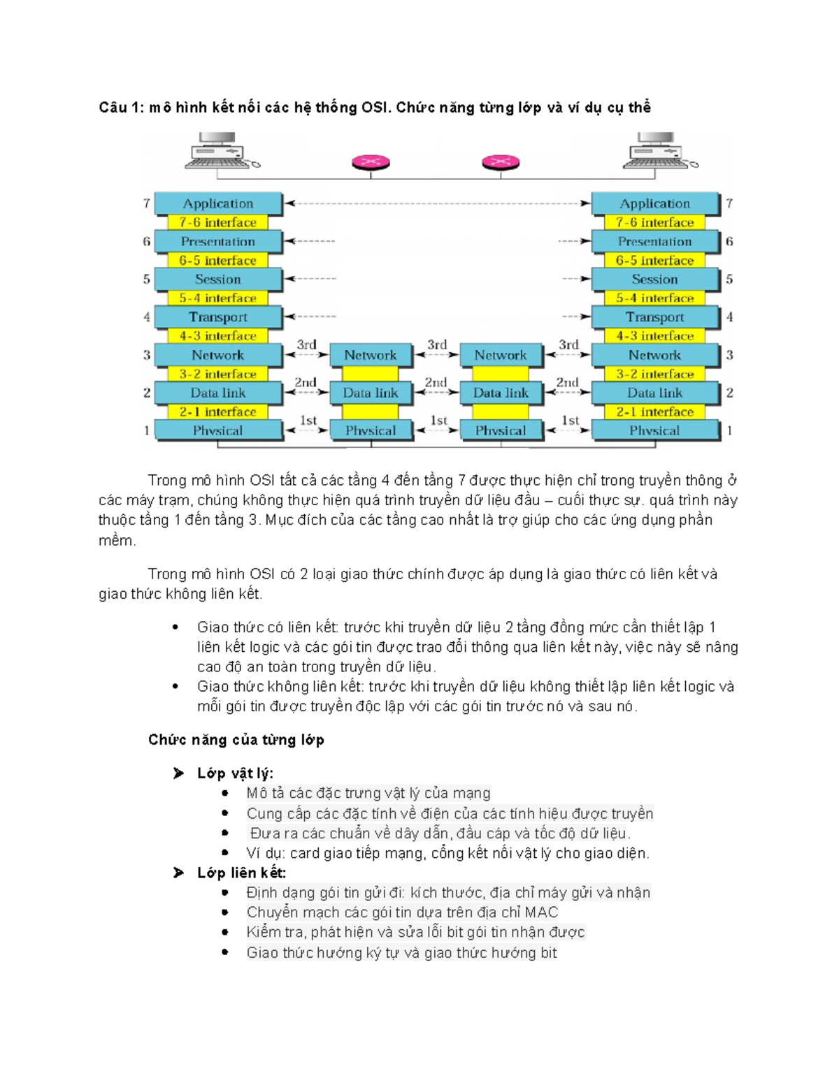 Ngan Hang Mng Truyn Thong - Câu 1: Mô Hình Kết Nối Các Hệ Thống OSI ...