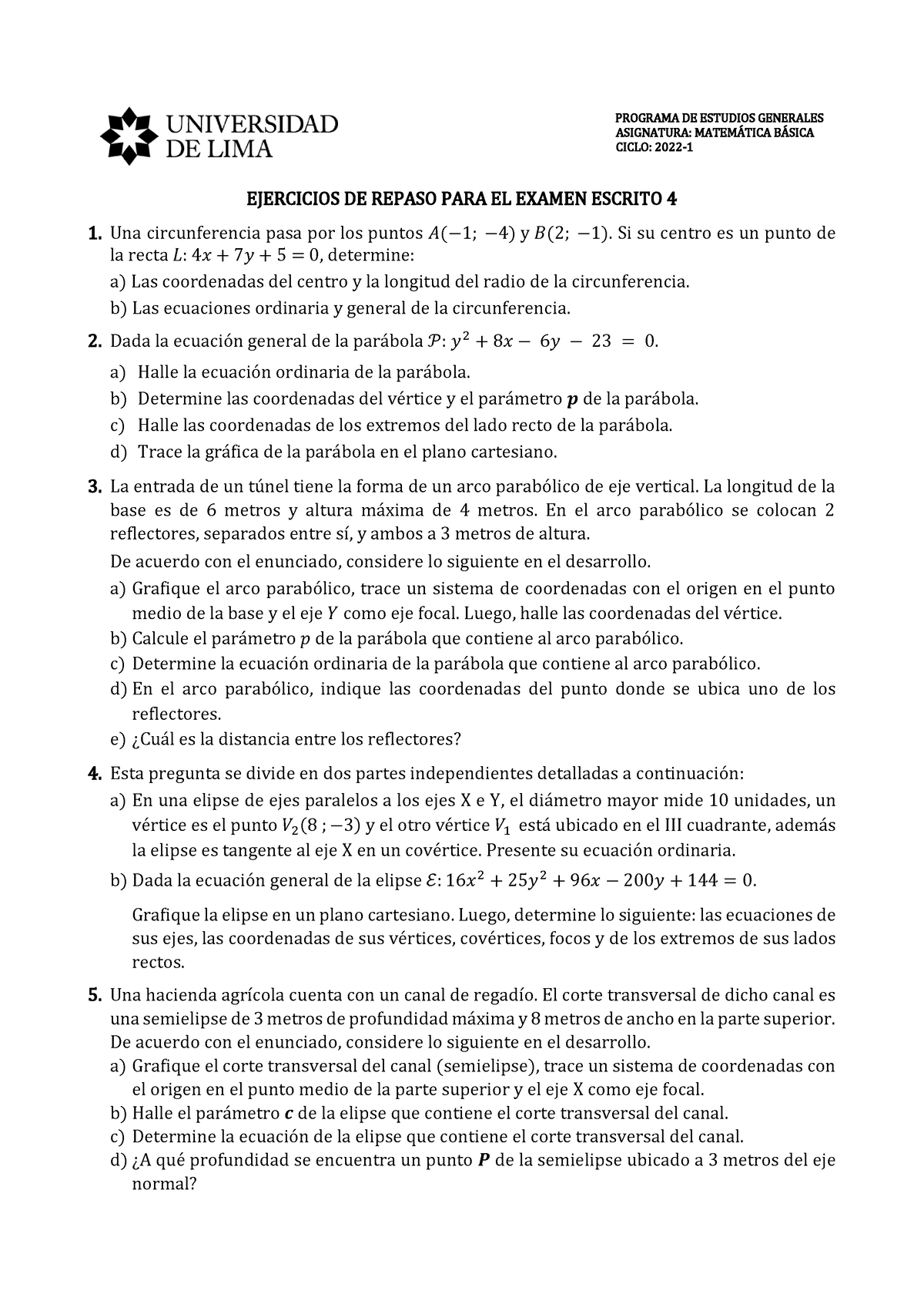 Ejercicios De Repaso Para El EE4 De MB - PROGRAMA DE ESTUDIOS GENERALES ...