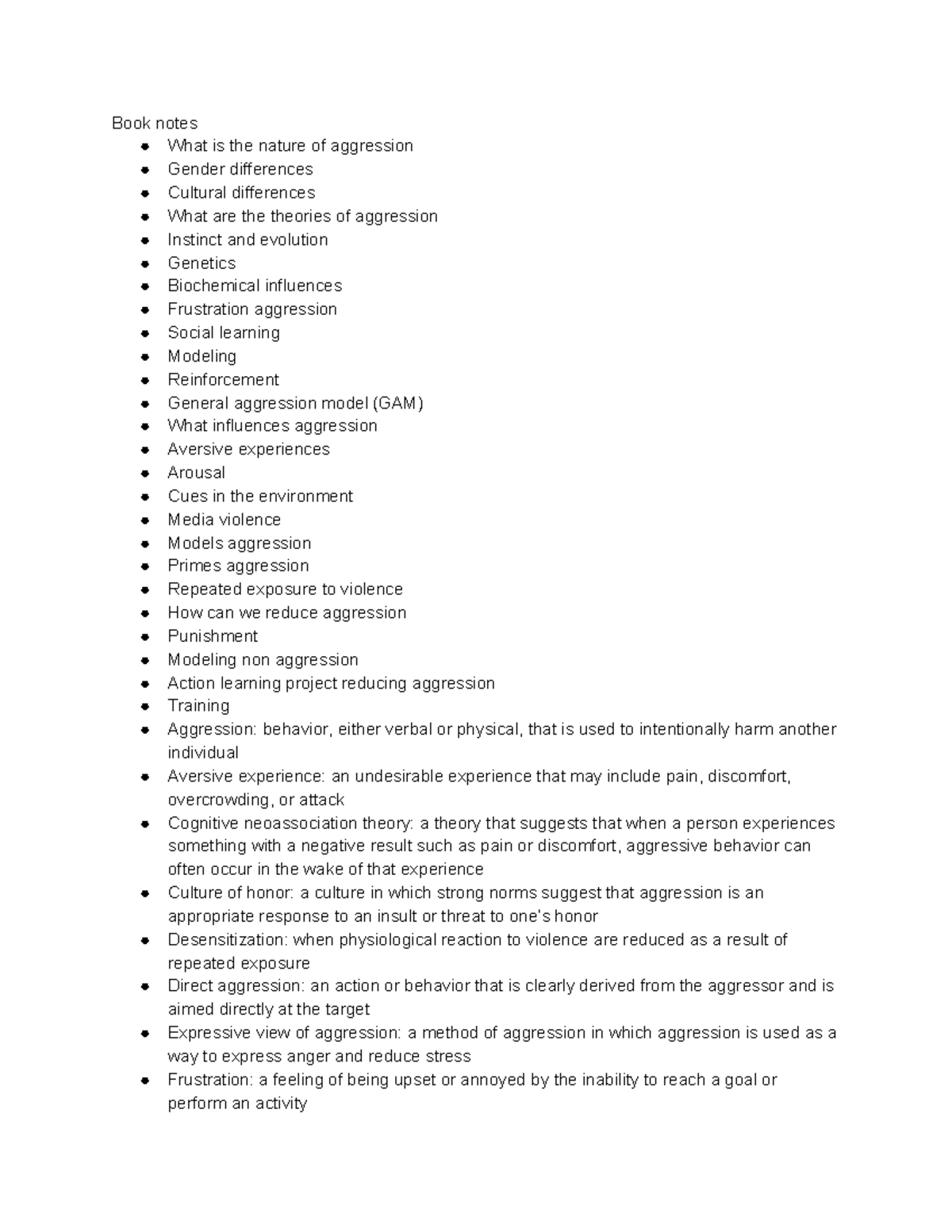Chapter 9 Aggression and Anti-Social Behavior - Book notes What is the ...