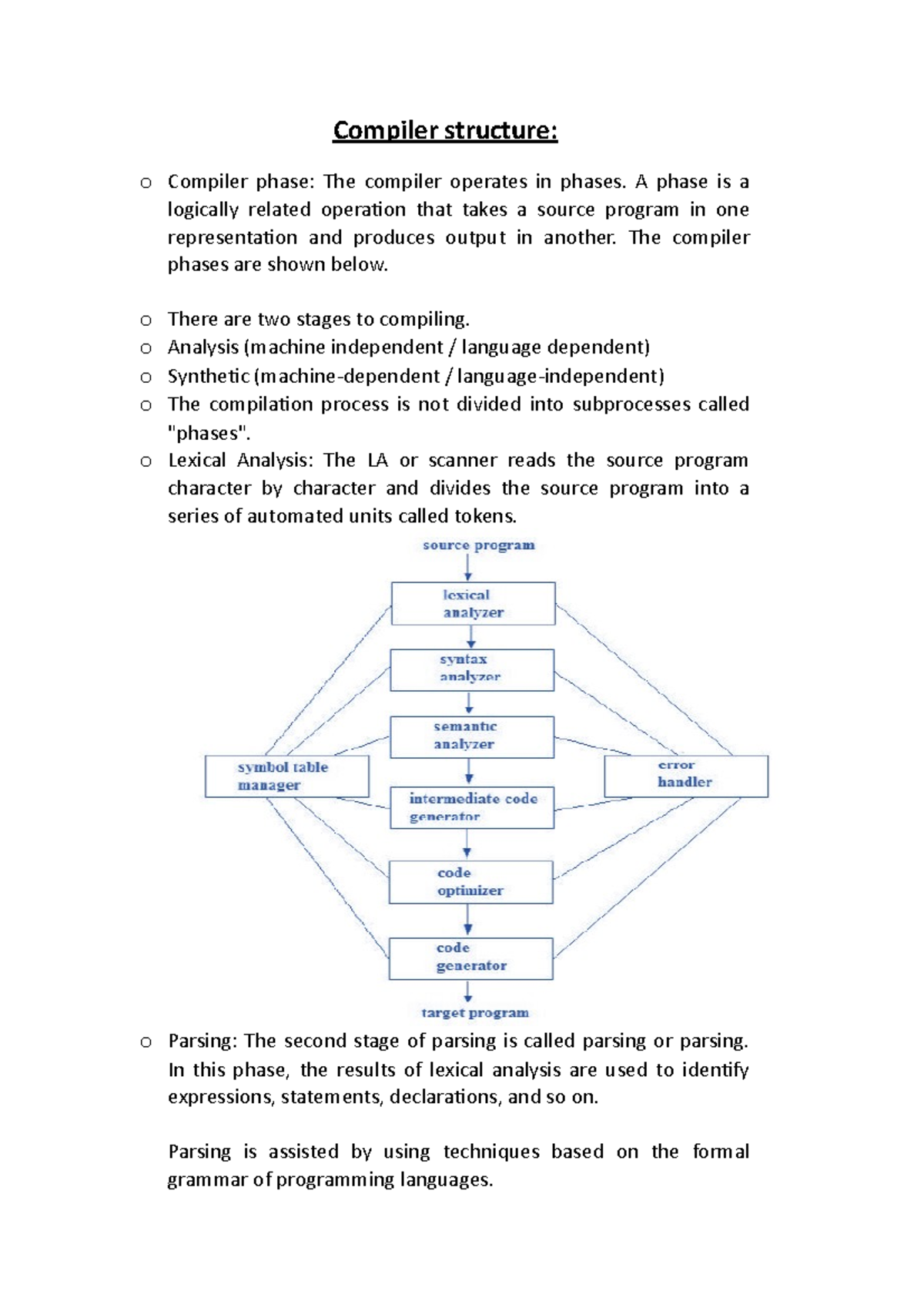 Compiler structure - A phase is a logically related operation that ...