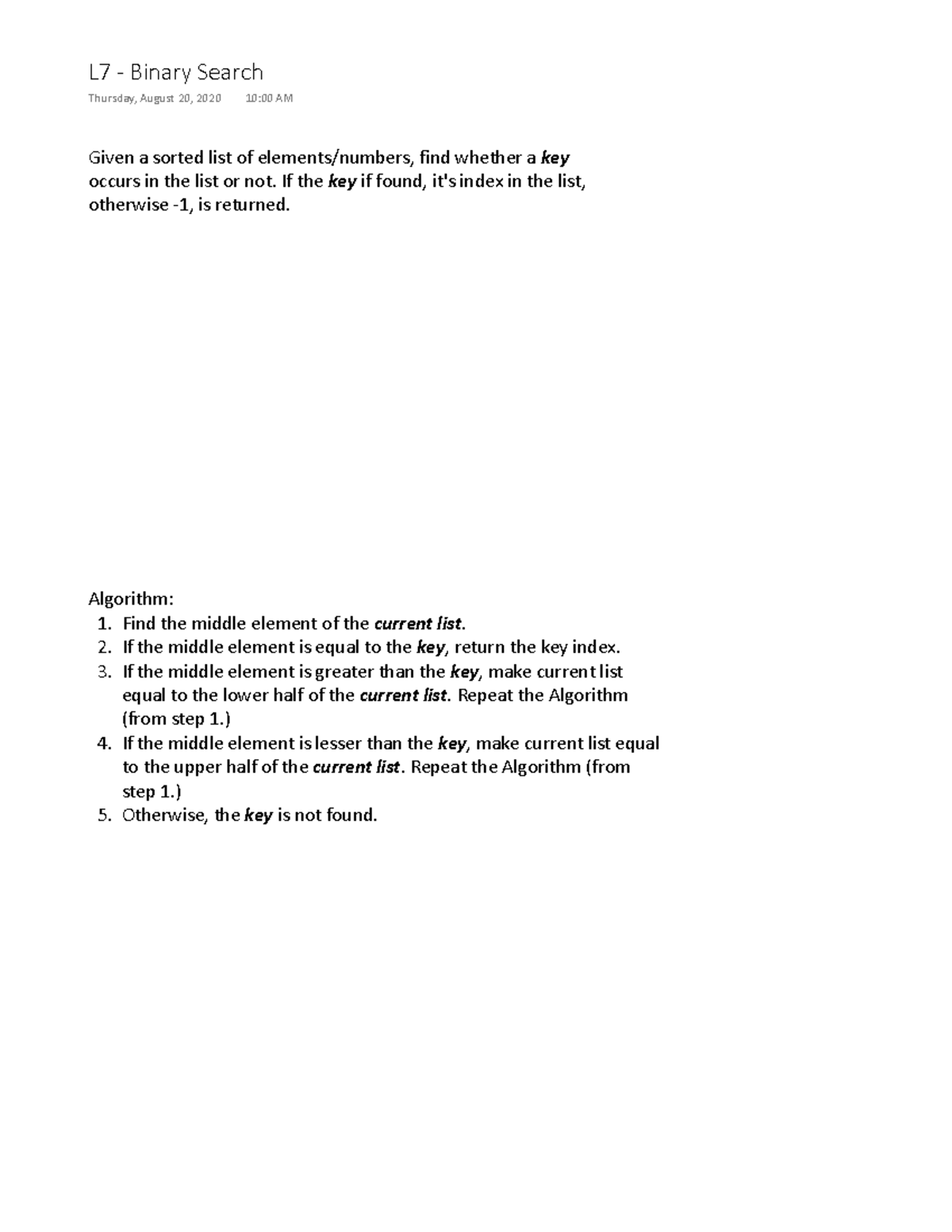 L7 Binary Search - Introduction to algorithms 3rd ...