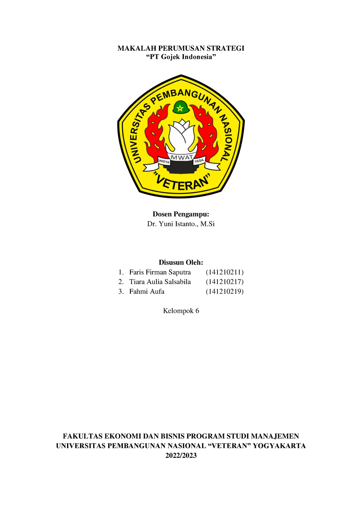 Makalah Perumusan Strategi - MAKALAH PERUMUSAN STRATEGI “PT Gojek ...