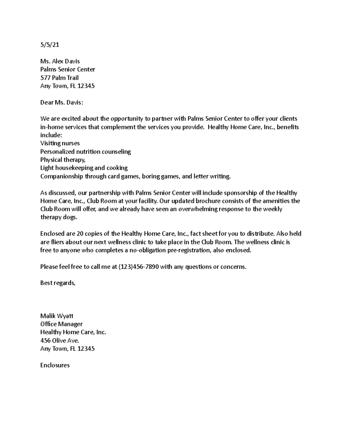 Cover Letter 1 - essay - 2/25/ Ms. Alex Davis Palms Senior Center 577 ...