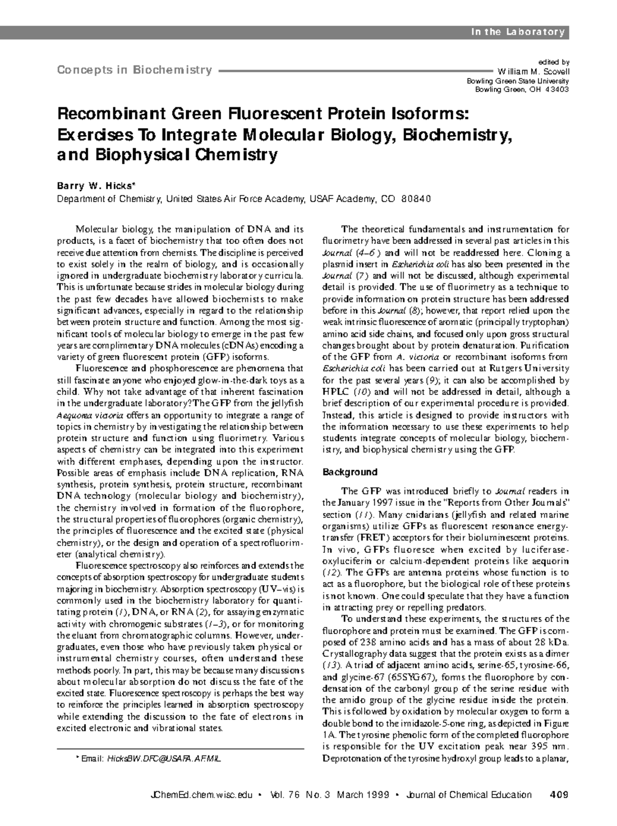 Green Fluorescent Protein Isoforms Exercises To Integrate