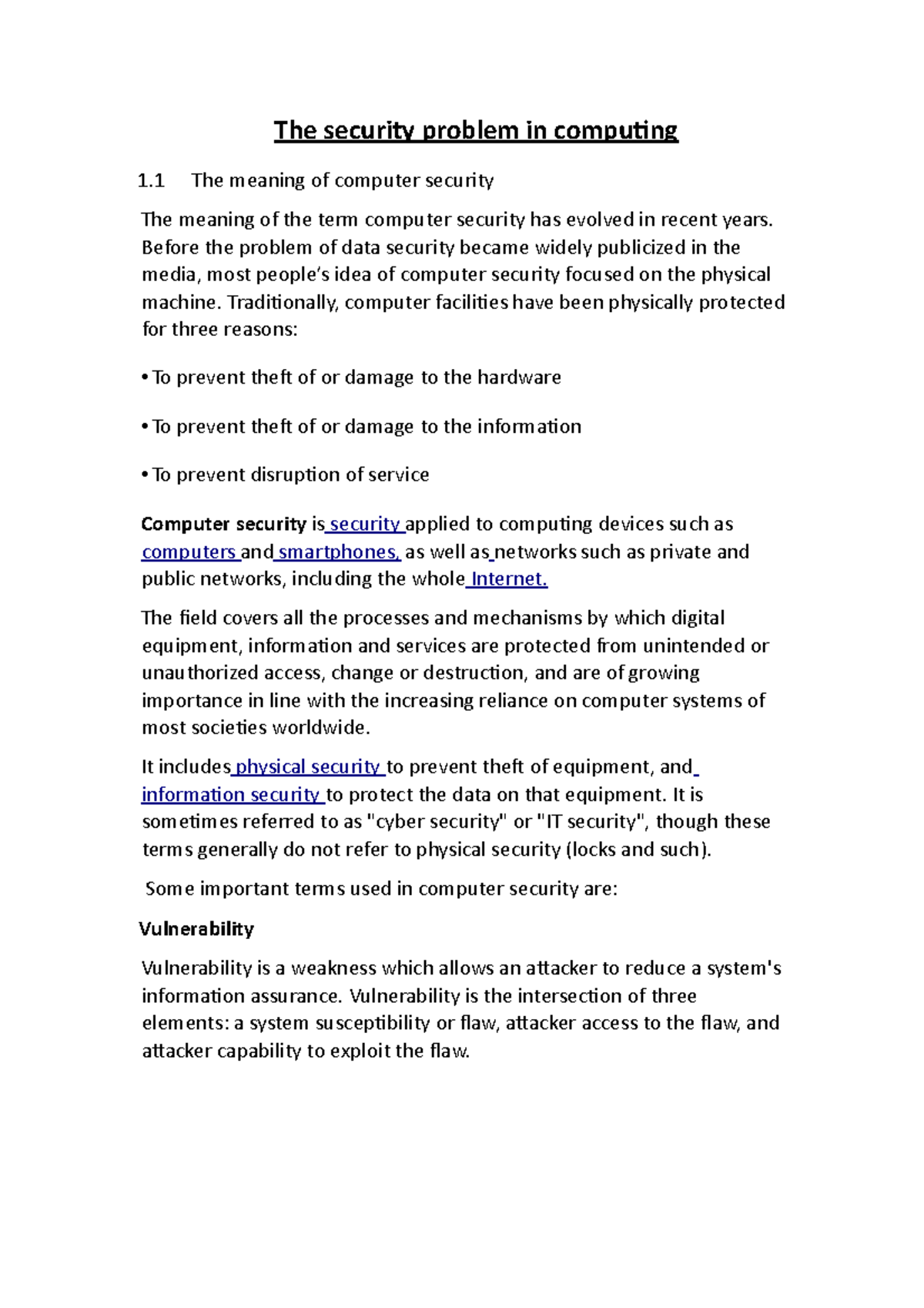 The security problem in computing - Before the problem of data security ...