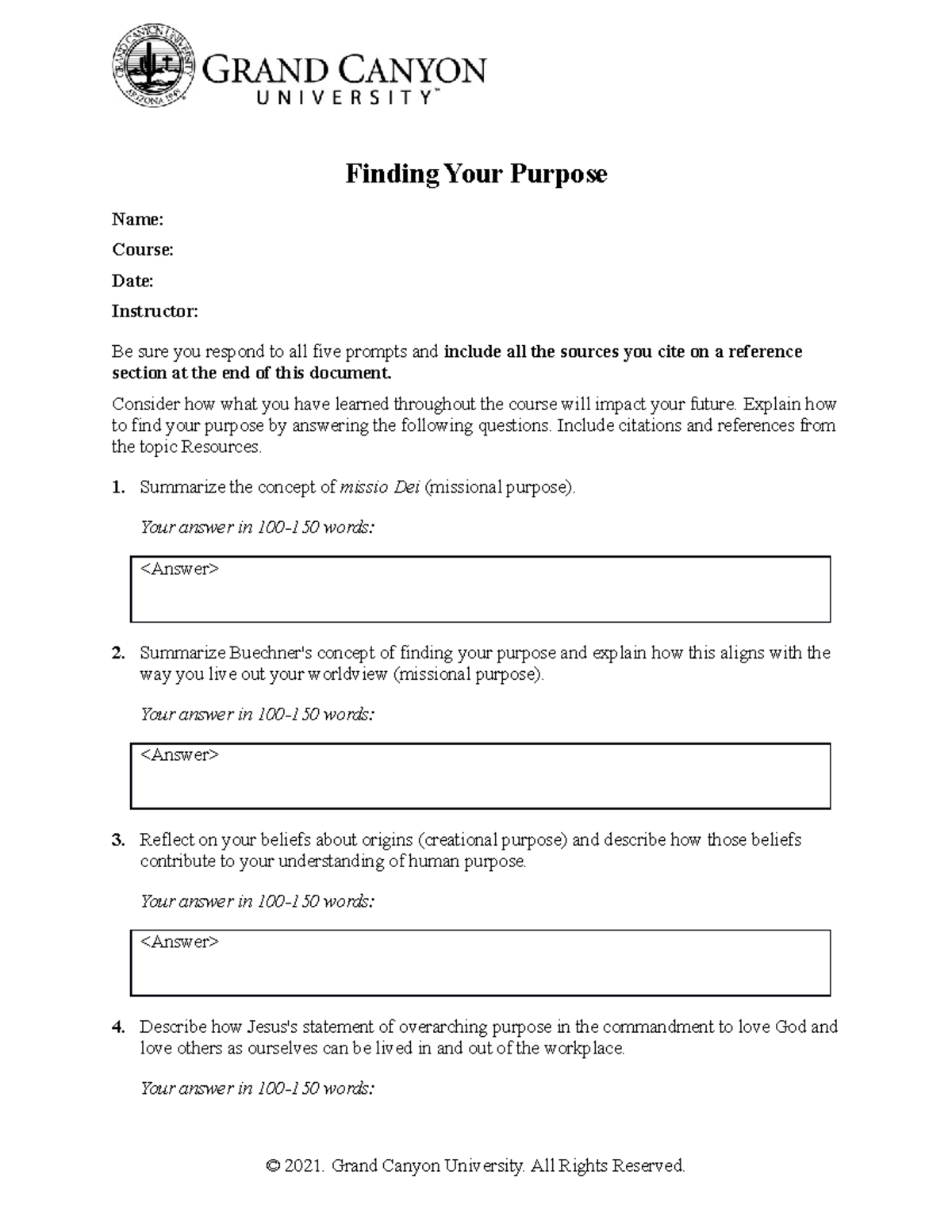 Cwv 101 301 rs t7 t8finding your purpose finding your purpose name