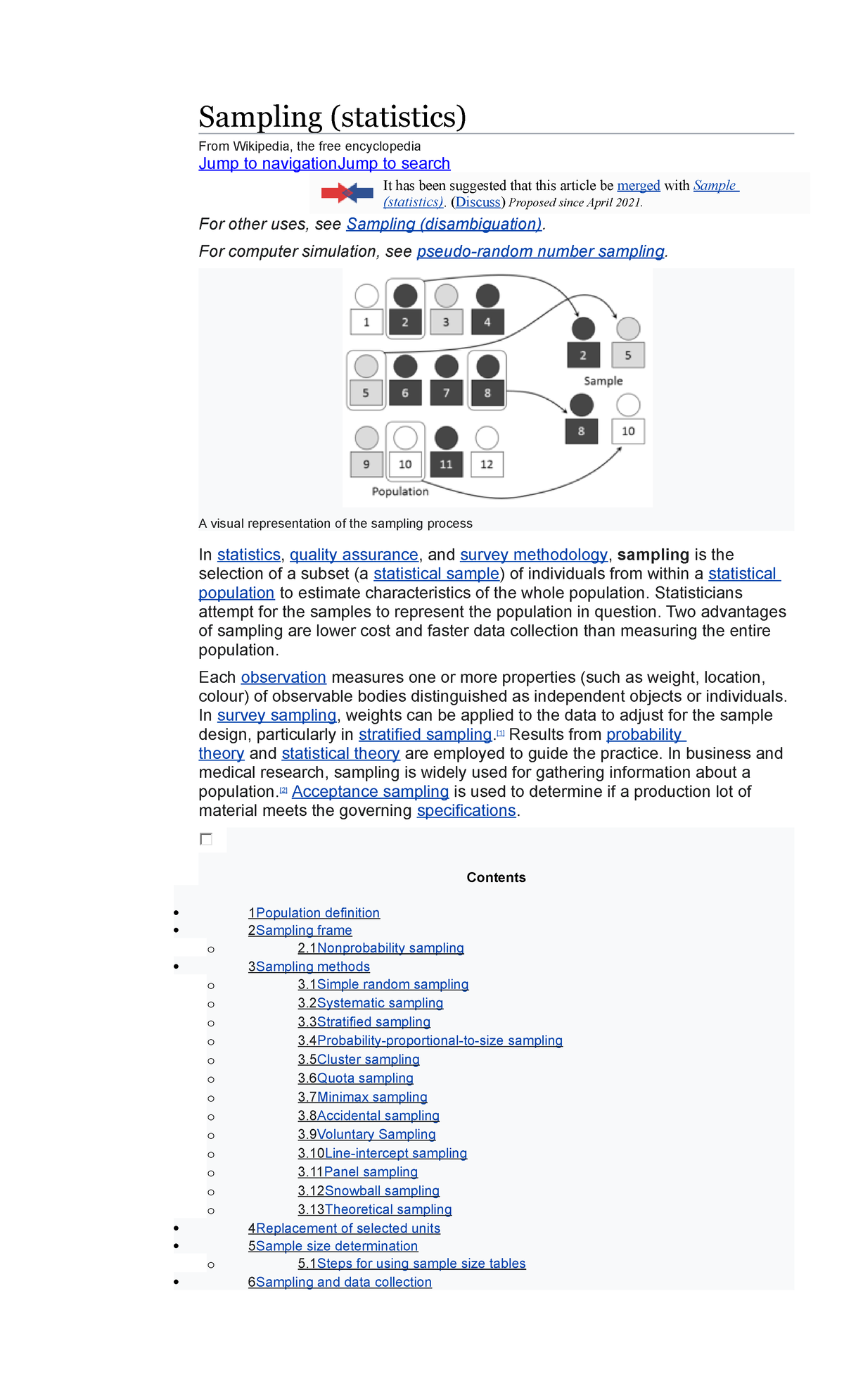 Sampling From (Wikipedia - Sampling (statistics) From Wikipedia, The ...