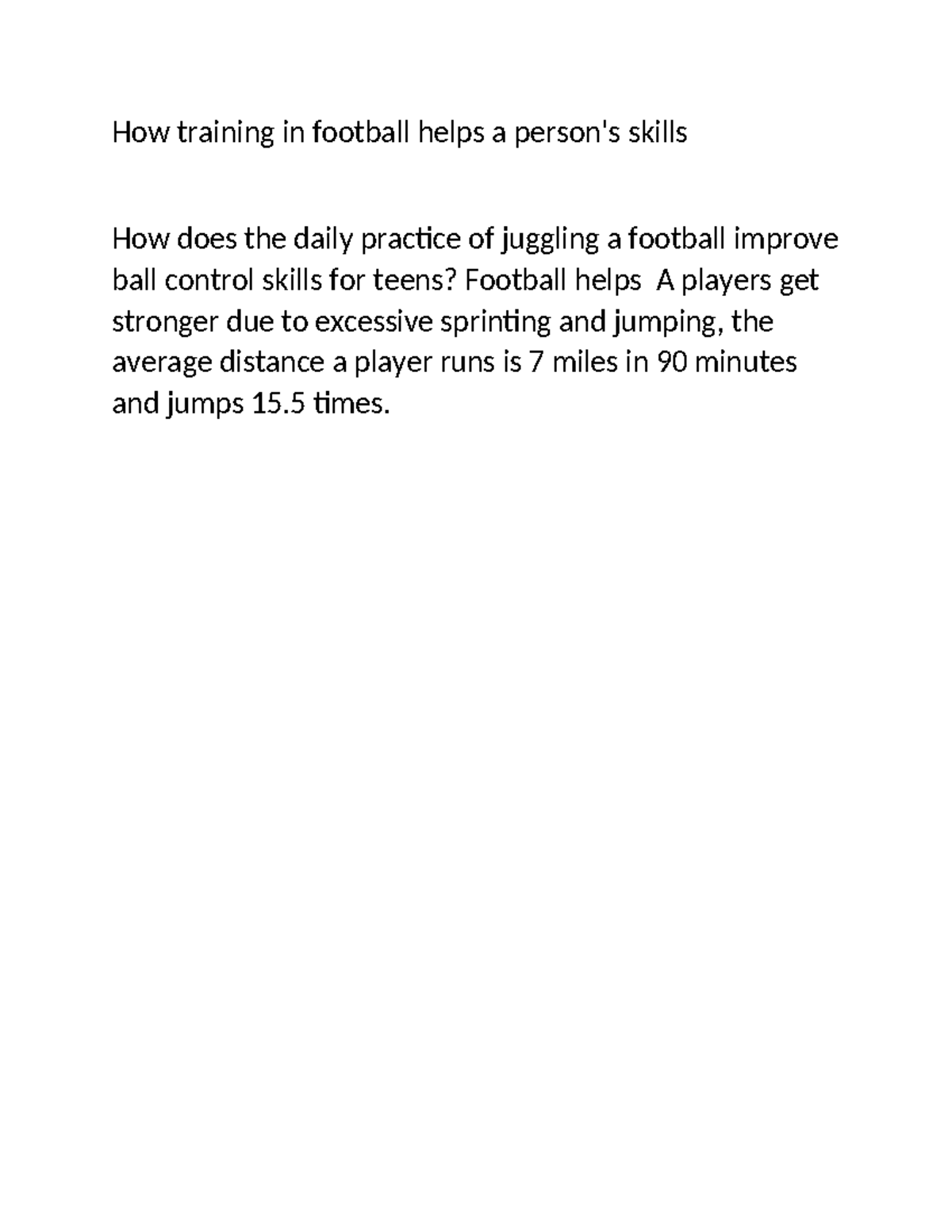How training in football helps a person essay - Coprate english - How ...